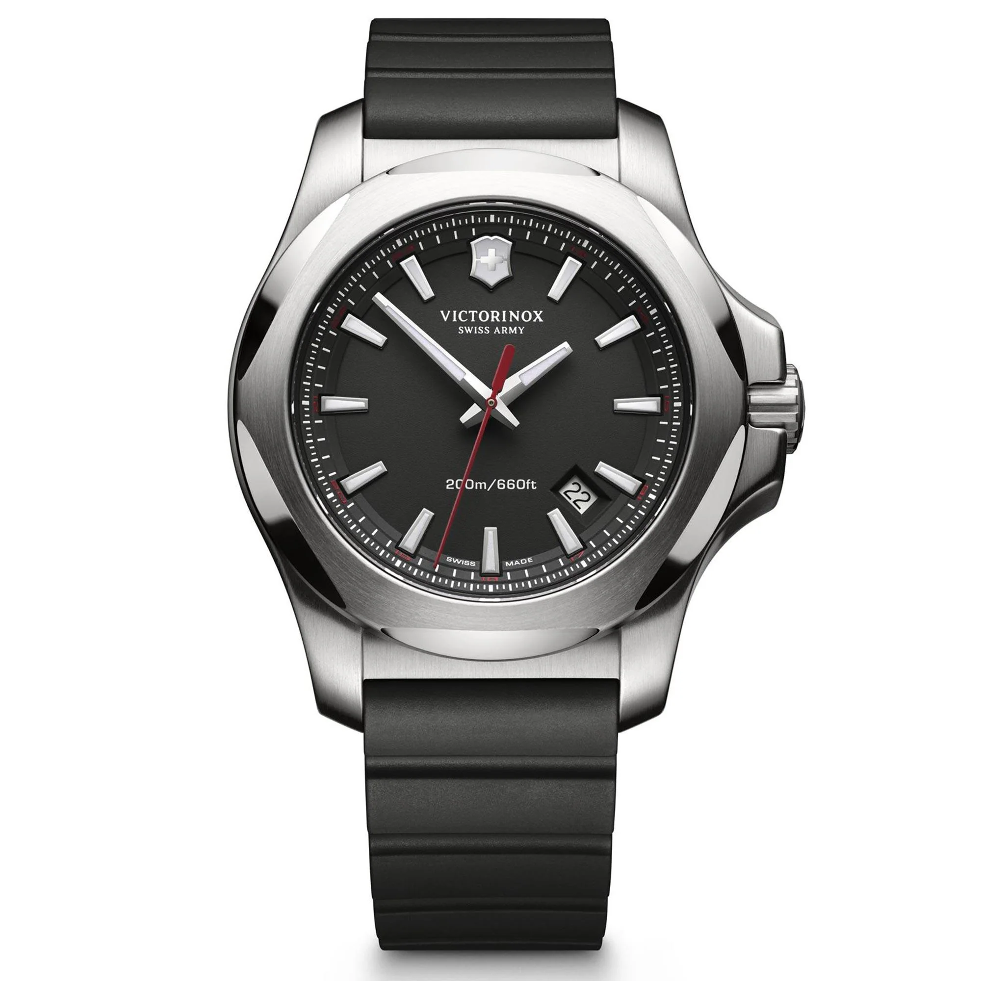 Victorinox Swiss Army I.N.O.X Quartz Black Dial Black Rubber Bracelet Men's Watch 241682.1 - Image 5