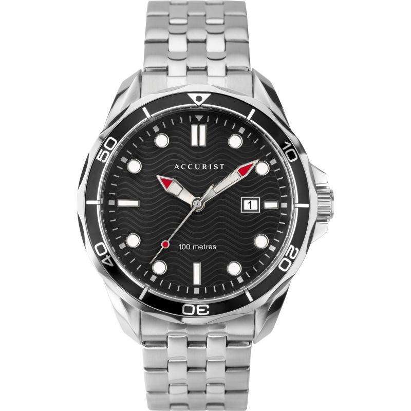 Accurist Quartz Black Dial Stainless Steel Bracelet Mens Watch 7291 - Image 3