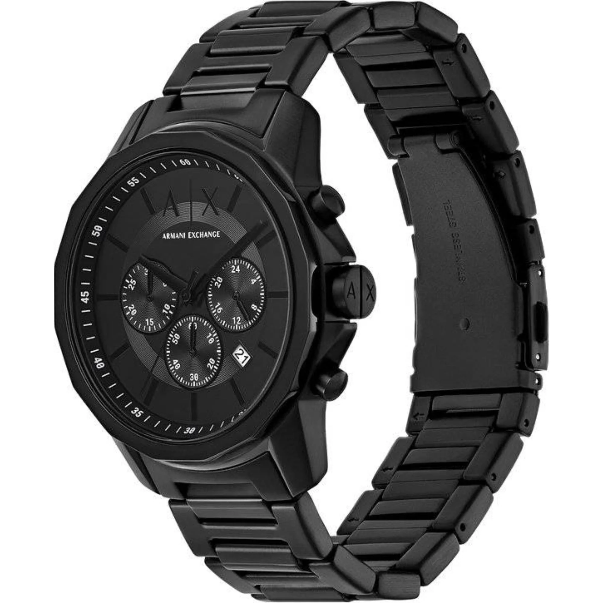Armani Exchange Banks Chronograph Black Dial Steel Strap Men's Watch and Bracelet AX7163SET - Image 7