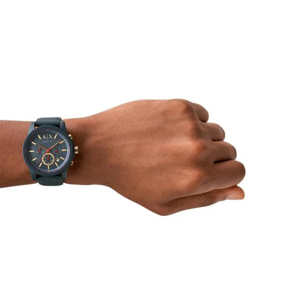 Armani Exchange Chronograph Quartz Blue Dial Silicone Strap Men's Watch AX1335 - Image 3