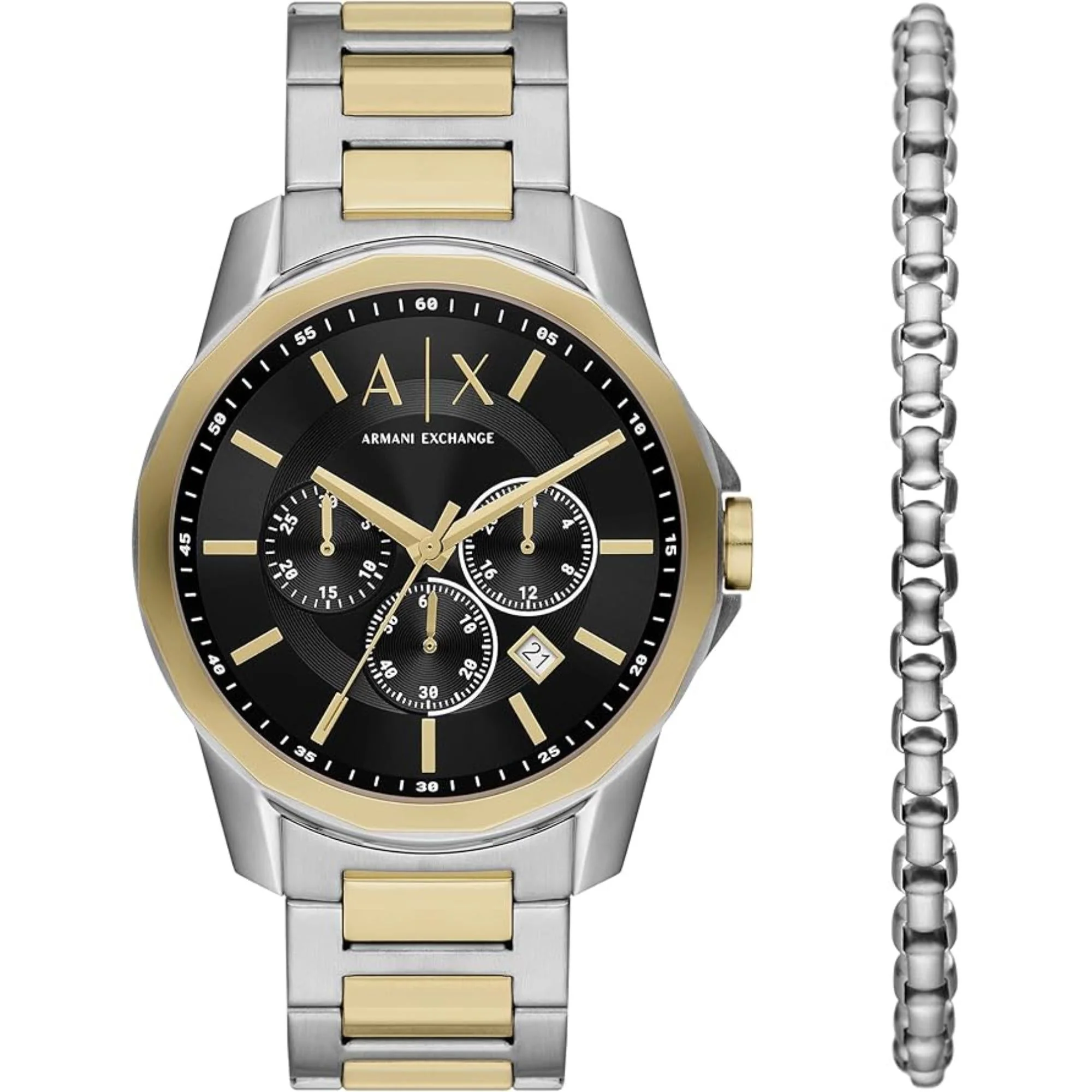 Armani Exchange Banks Chronograph Quartz Black Dial Stainless Steel Strap Men's Watch and Bracelet Set AX7148SET - Image 8