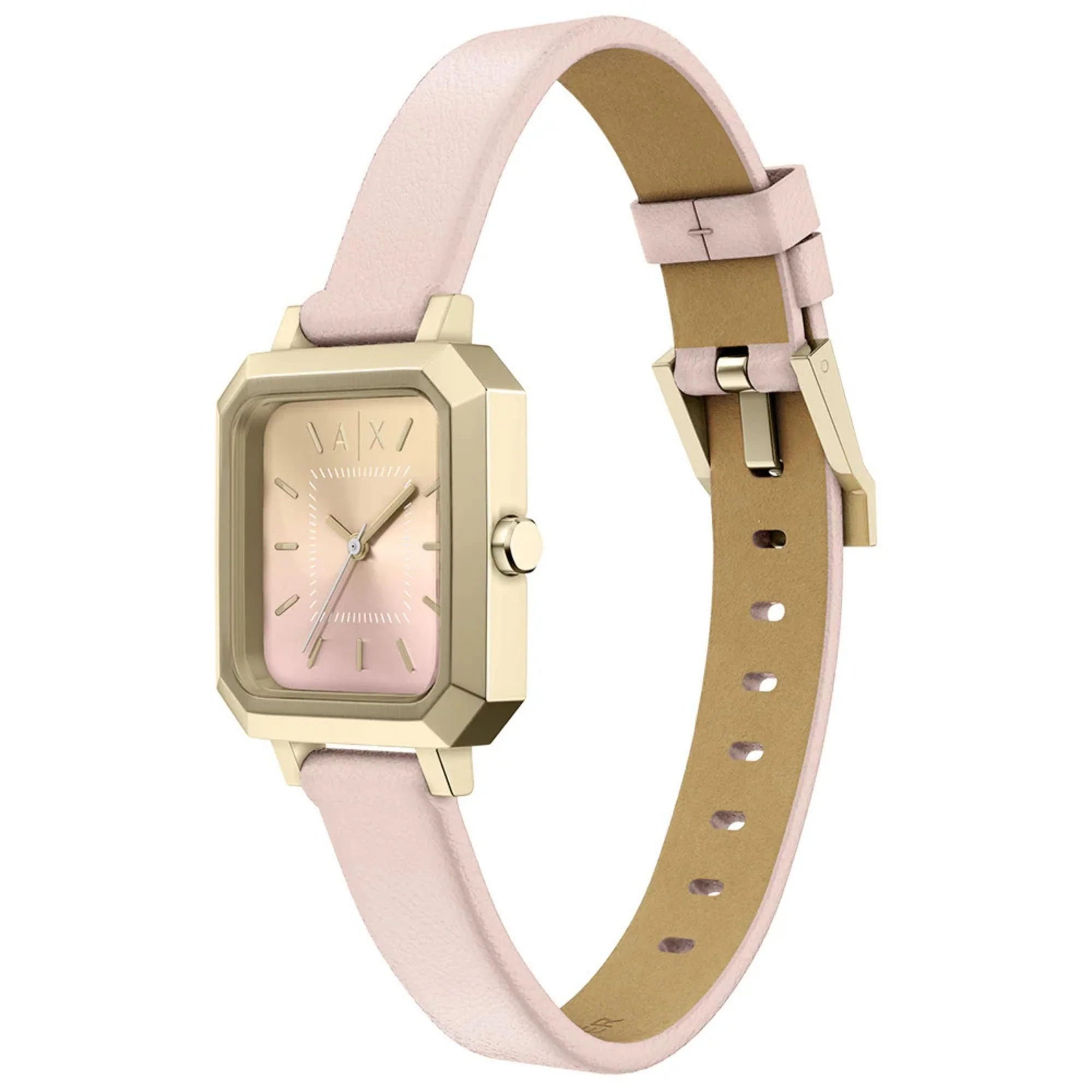 Armani Exchange Leila Quartz Pink Dial Leather Strap Women's Watch AX5737 - Image 3