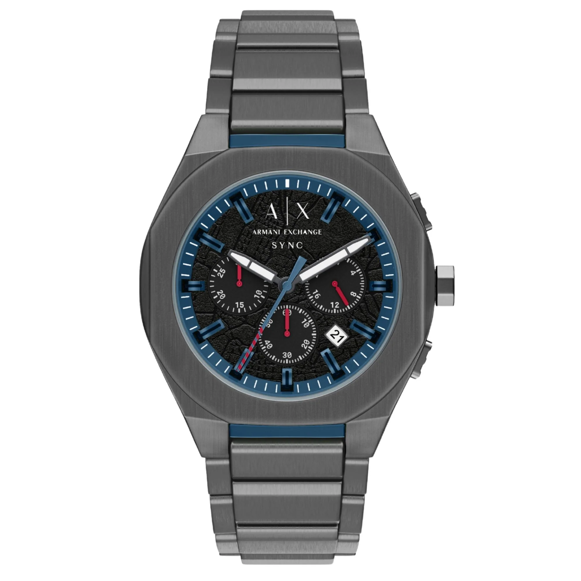 Armani Exchange Sync Chronograph Black Dial Steel Strap Men's Watch AX4295