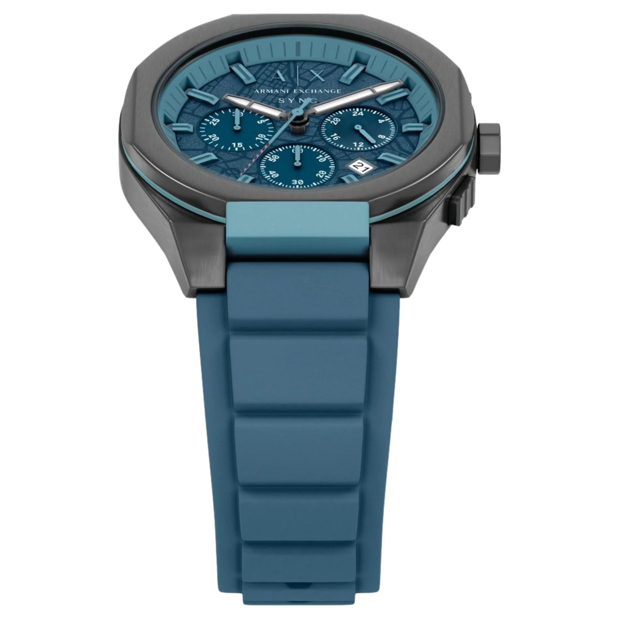 Armani Exchange Sync Chronograph Blue Dial Silicone Strap Men's Watch AX4291 - Image 3