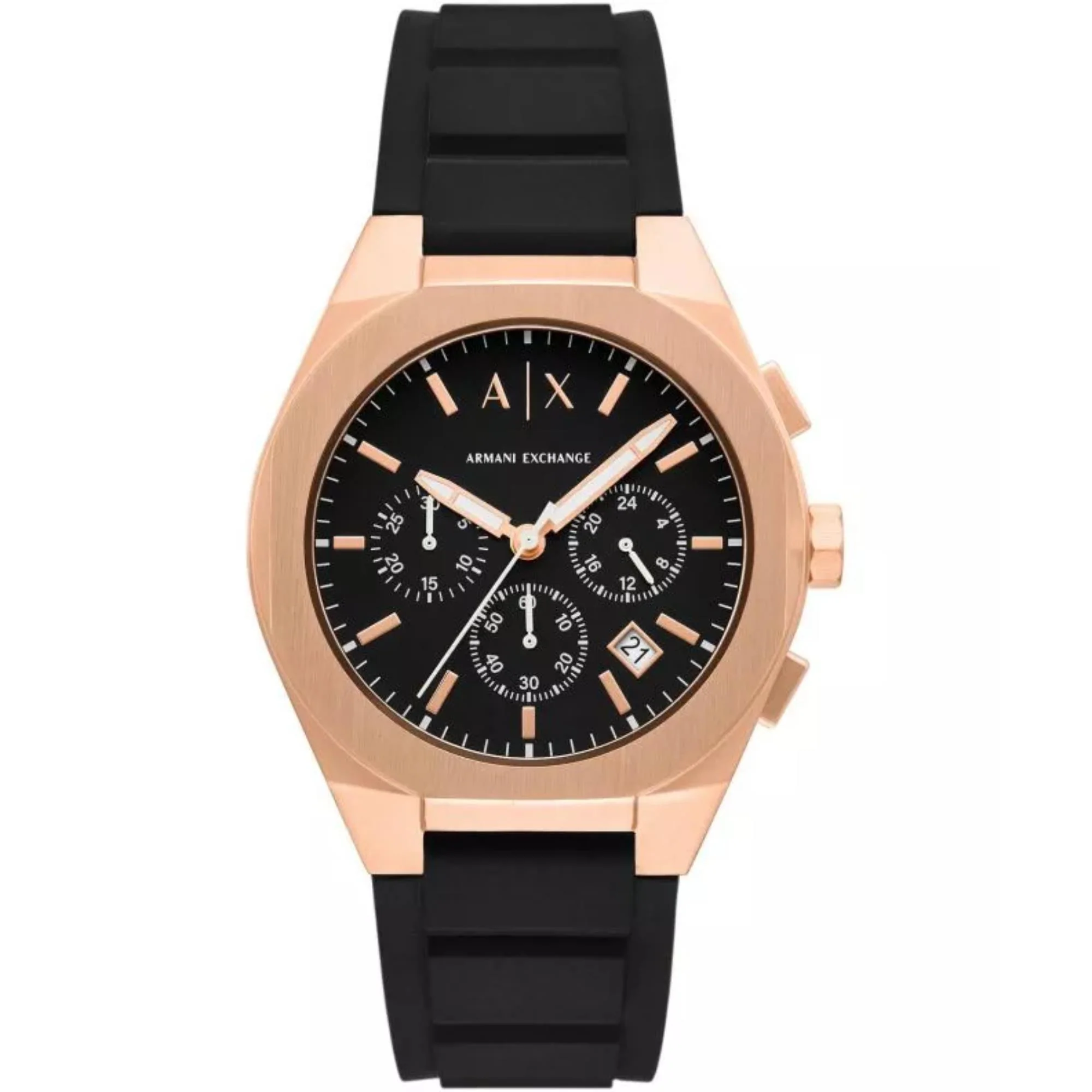 Armani Exchange Sync Chronograph Quartz Black Dial Silicone Strap Men's Watch AX4190 - Image 5