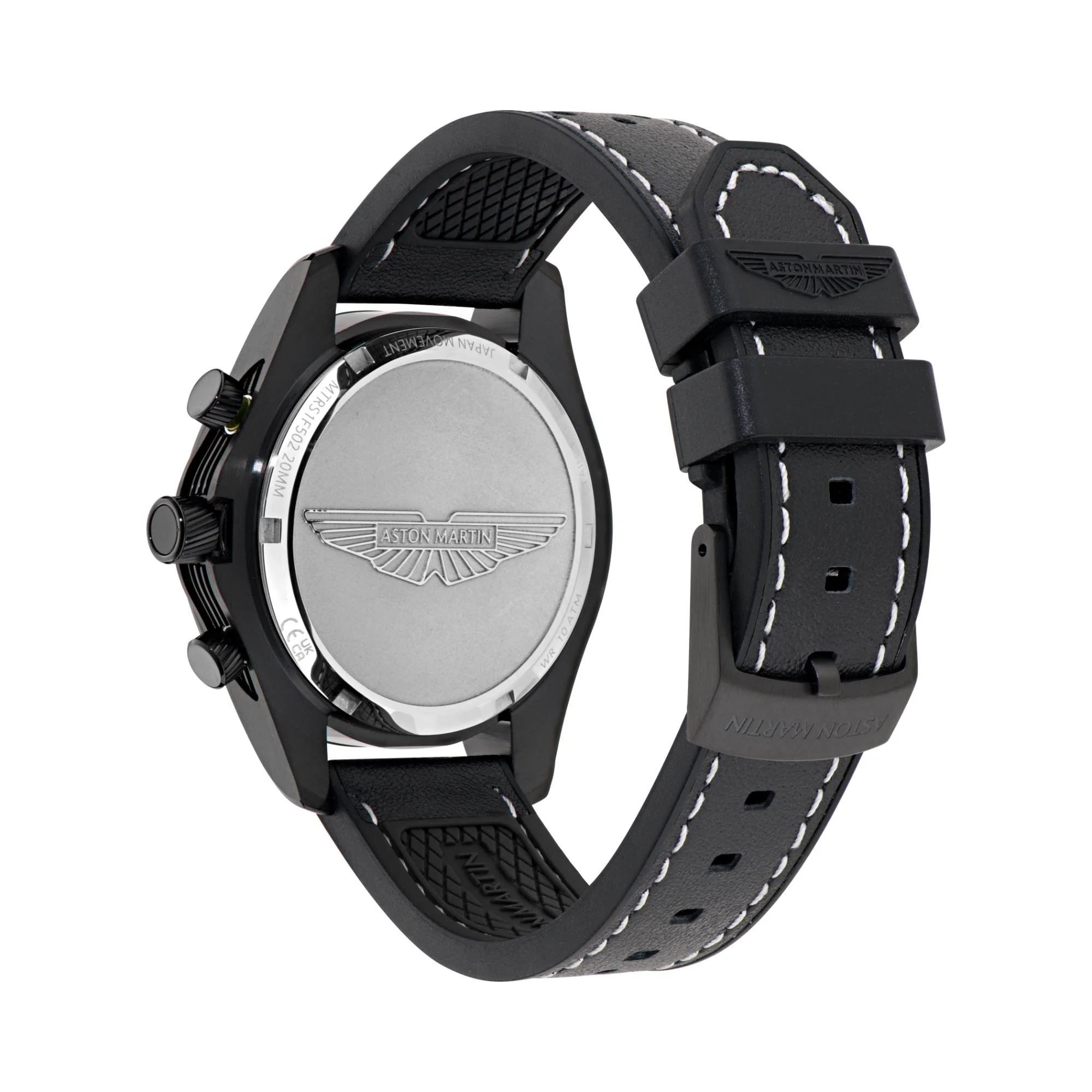 Aston Martin Quartz Chronograph Black Dial Black Leather Strap Unisex Watch MTRS1F502 - Image 7