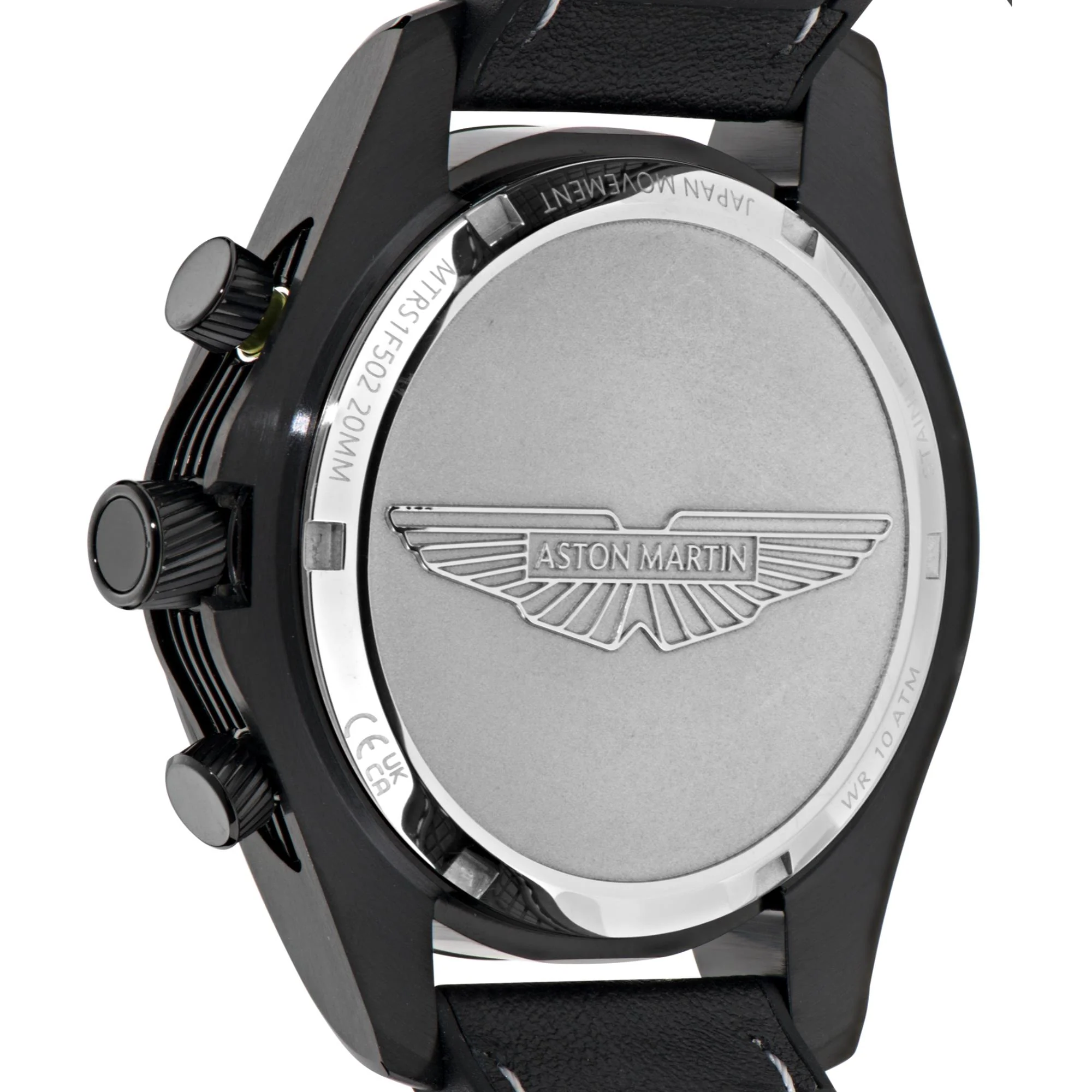 Aston Martin Quartz Chronograph Black Dial Black Leather Strap Unisex Watch MTRS1F502 - Image 8