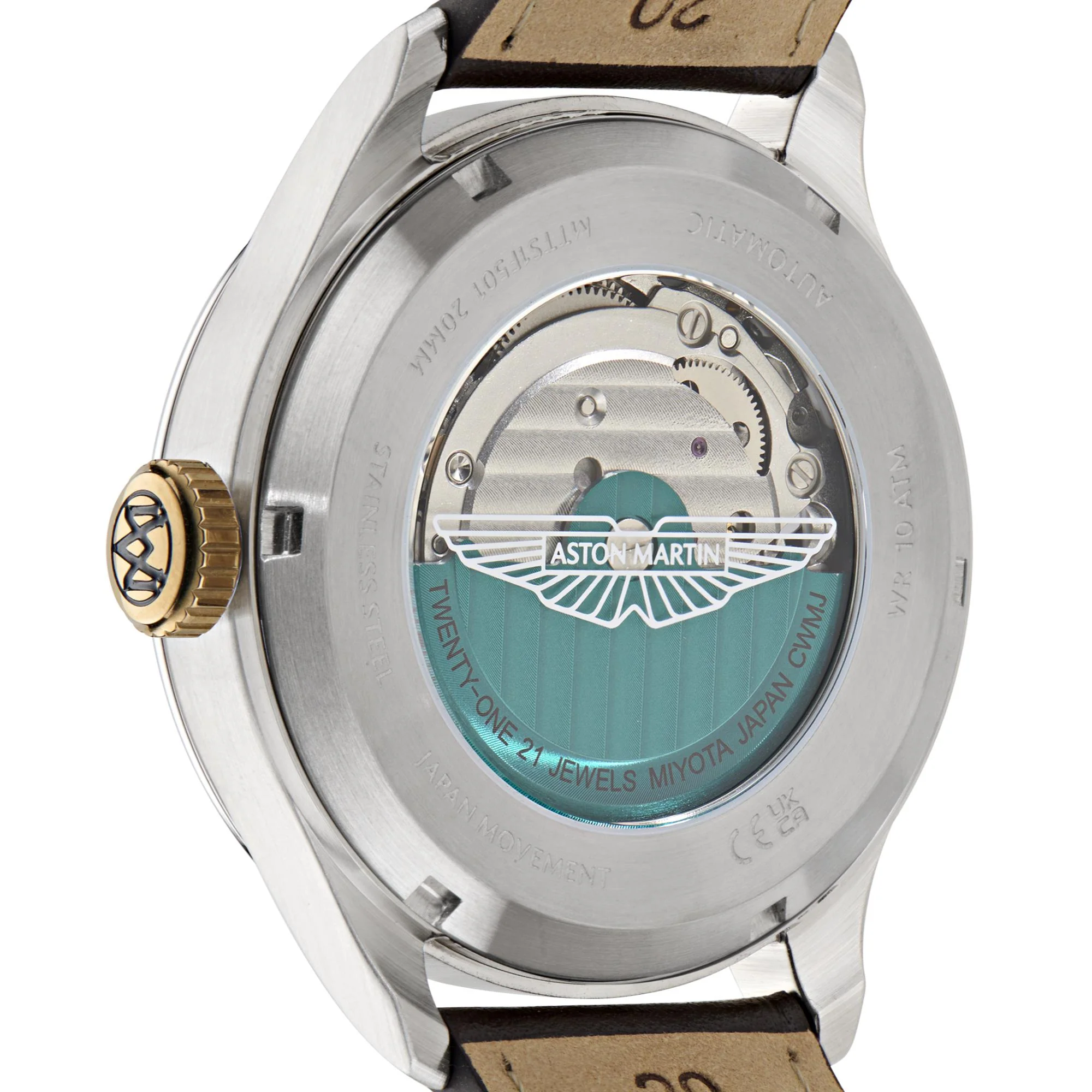 Aston Martin Automatic Black Dial Brown Leather Strap Men's Watch MTTS1F501 - Image 8