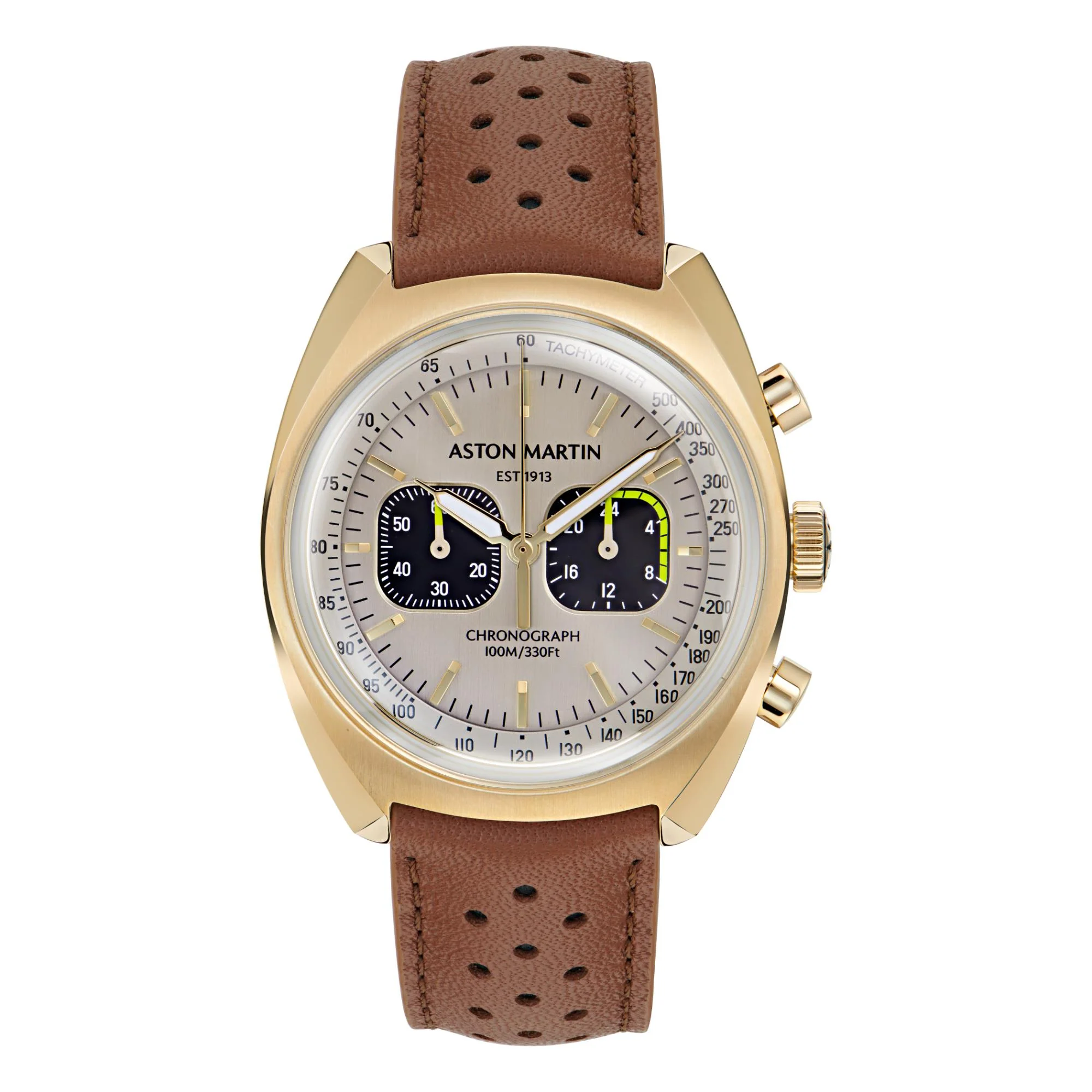 Aston Martin Automatic Chronograph Champagne Dial Tan Leather Strap Men's Watch MTTS2F502 - Image 4