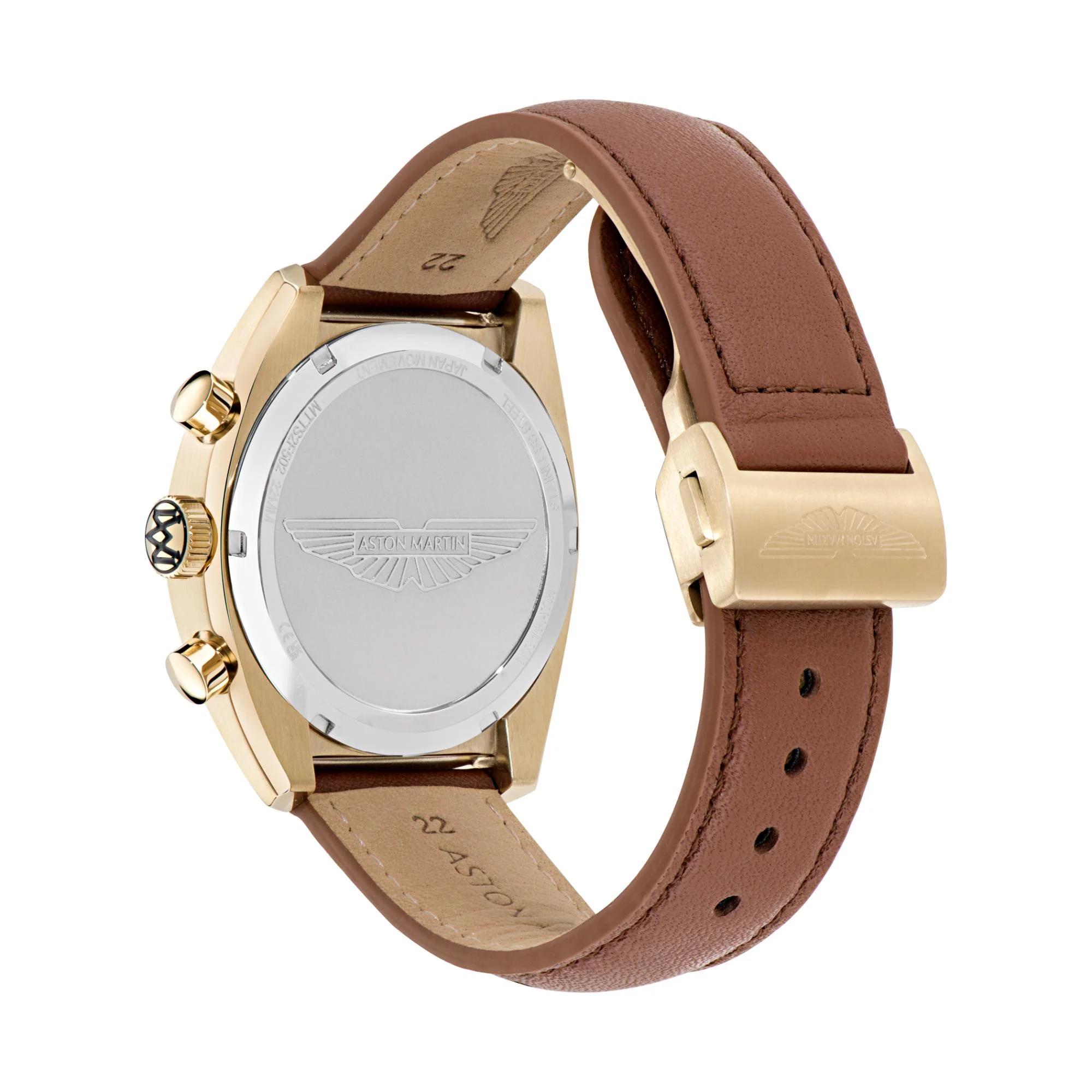 Aston Martin Automatic Chronograph Champagne Dial Tan Leather Strap Men's Watch MTTS2F502 - Image 7