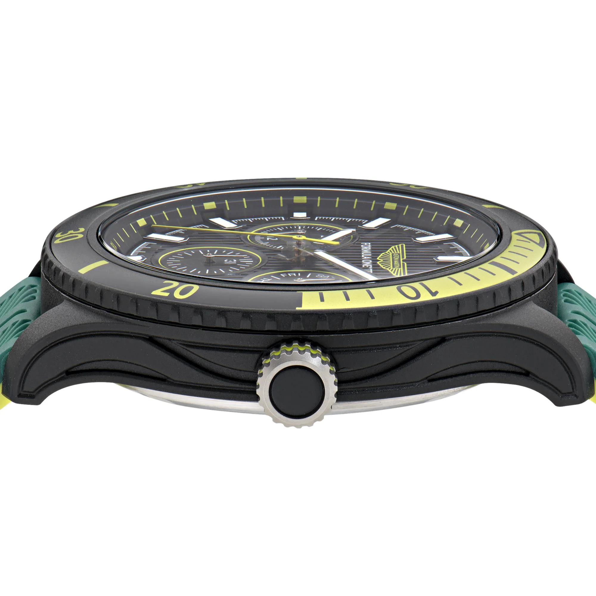 Aston Martin Aramco Formula One Team Quartz Chronograph Black Dial Podium Green and Yellow Silicone Strap Men's Watch MTFP1F501 - Image 17