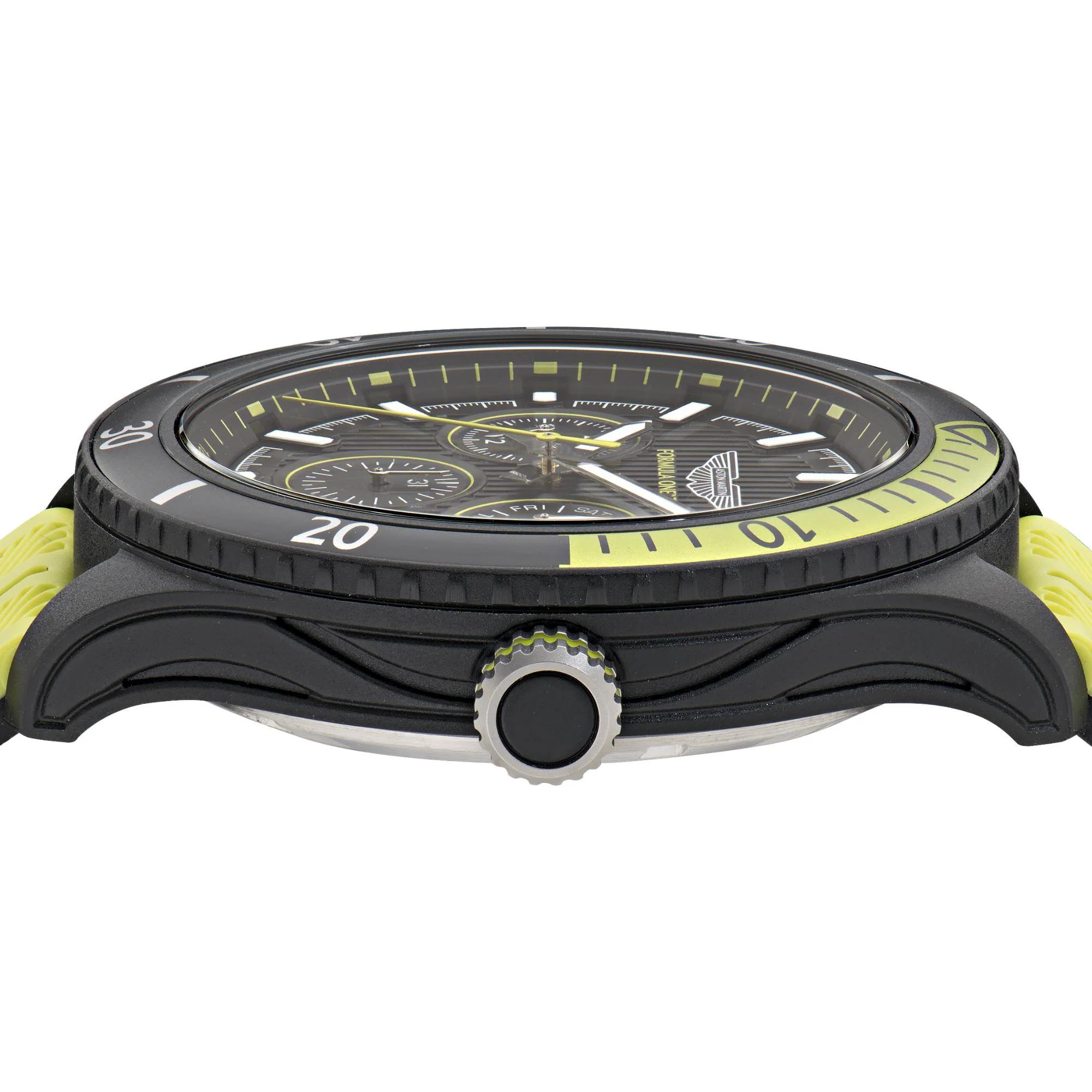 Aston Martin Aramco Formula One Team Quartz Chronograph Black Dial Yellow and Black Silicone Strap Men's Watch MTFP1F502 - Image 6