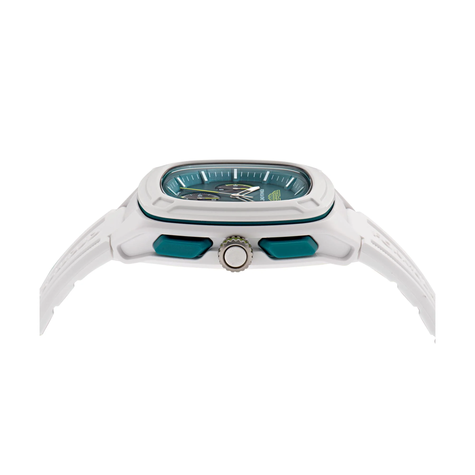 Aston Martin Aramco Formula One Team Quartz Chronograph Podium Green Dial White Silicone Strap Men's Watch MTFO1F502 - Image 5