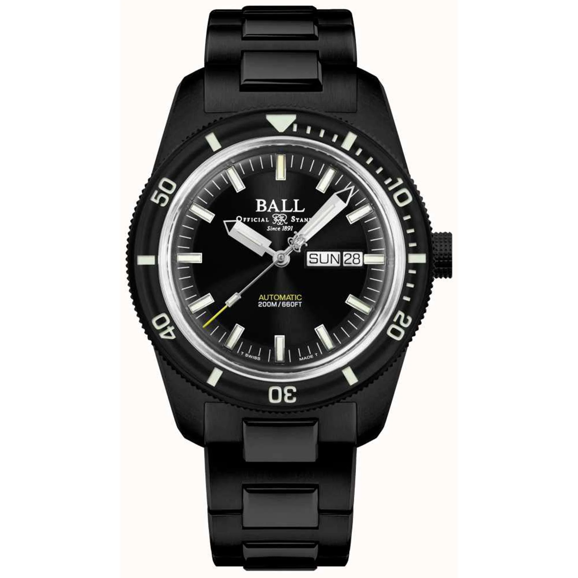 BALL Engineer II Skindiver Heritage Automatic Black Dial Black PVD Bracelet Men's Watch DM3208B-S4-BK - Image 3