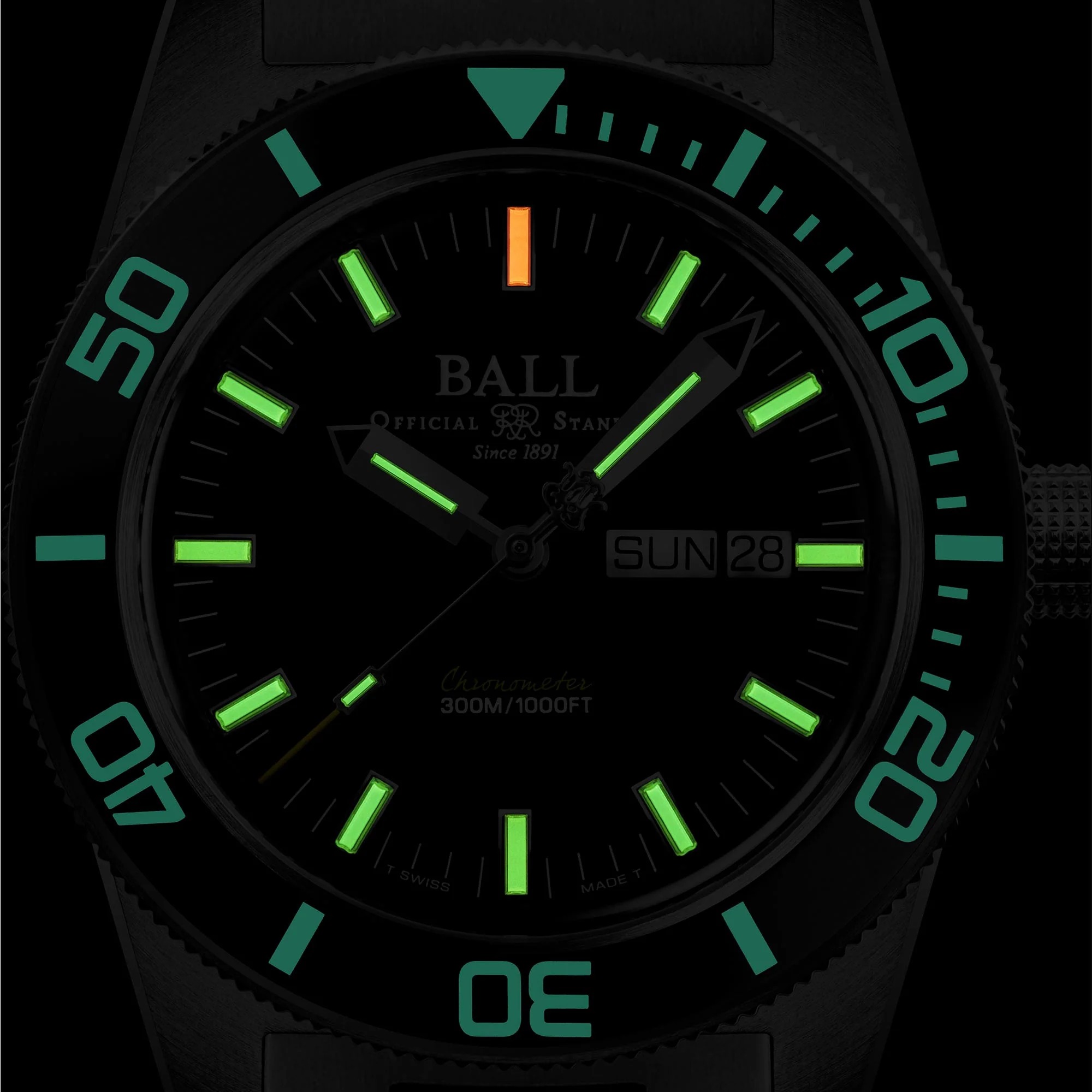 BALL Skindiver Heritage Automatic Black Dial Steel Strap Men's Watch DM3308A-SC-BK - Image 2