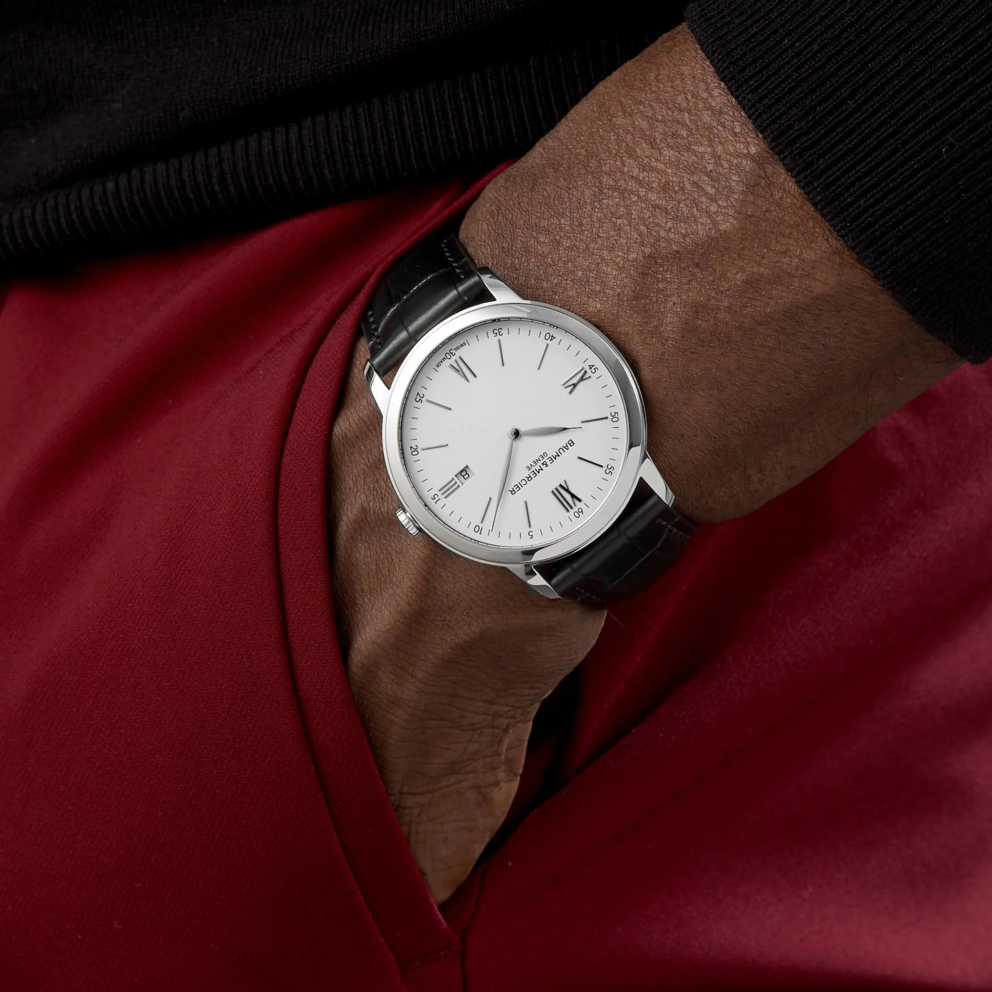 Baume & Mercier Classima Quartz White Dial Black Leather Strap Men’s Watch BM0A10323 - Image 3