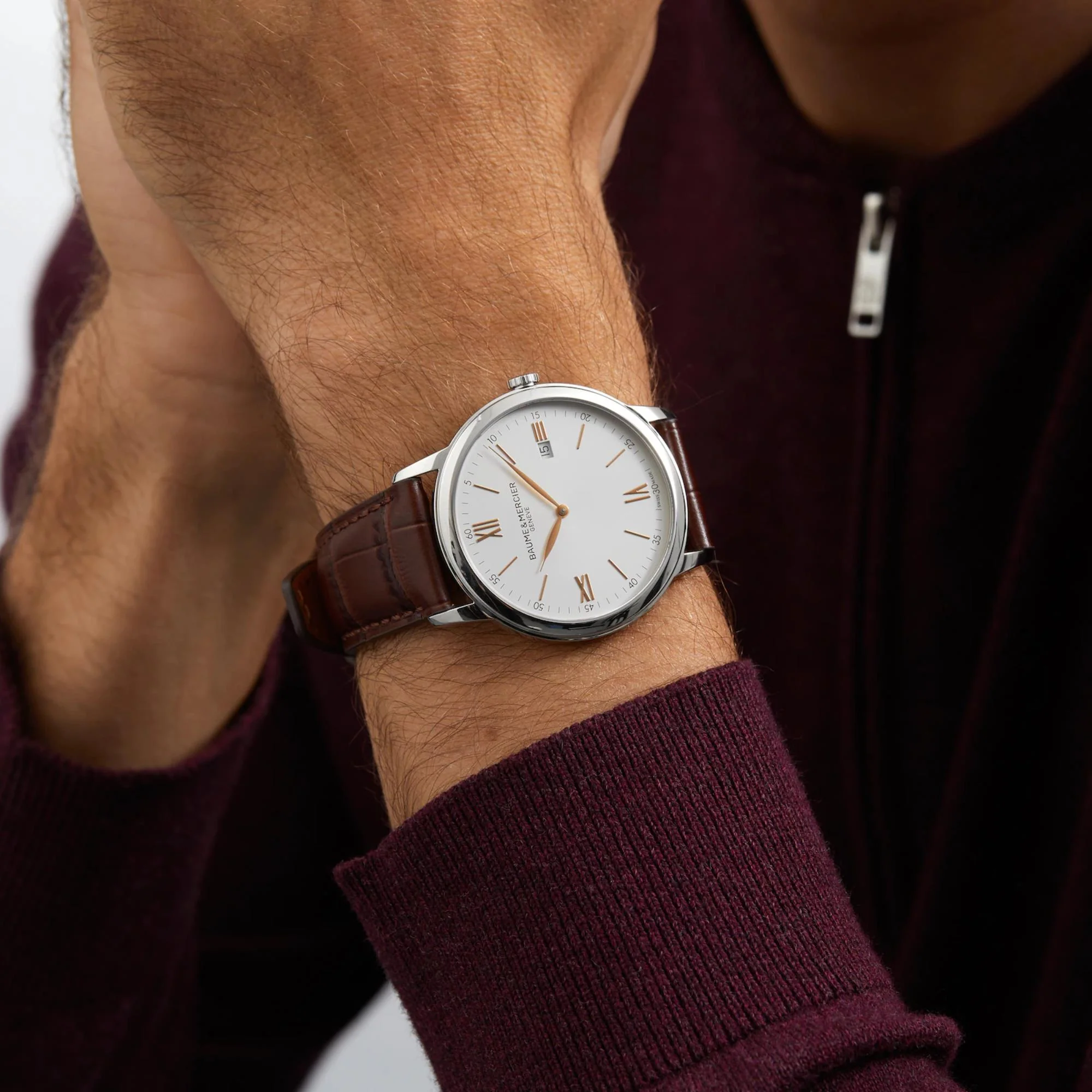 Baume & Mercier Classima Quartz White Dial Brown Leather Strap Men’s Watch BM0A10415 - Image 11