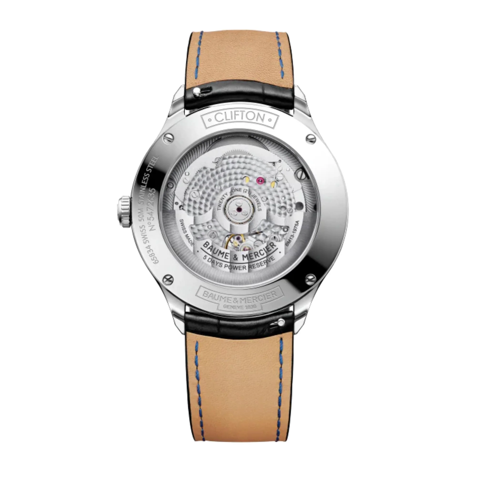 Baume & Mercier Clifton Baumatic Automatic Black Dial Black Leather Strap Men’s Watch BM0A10692 - Image 8