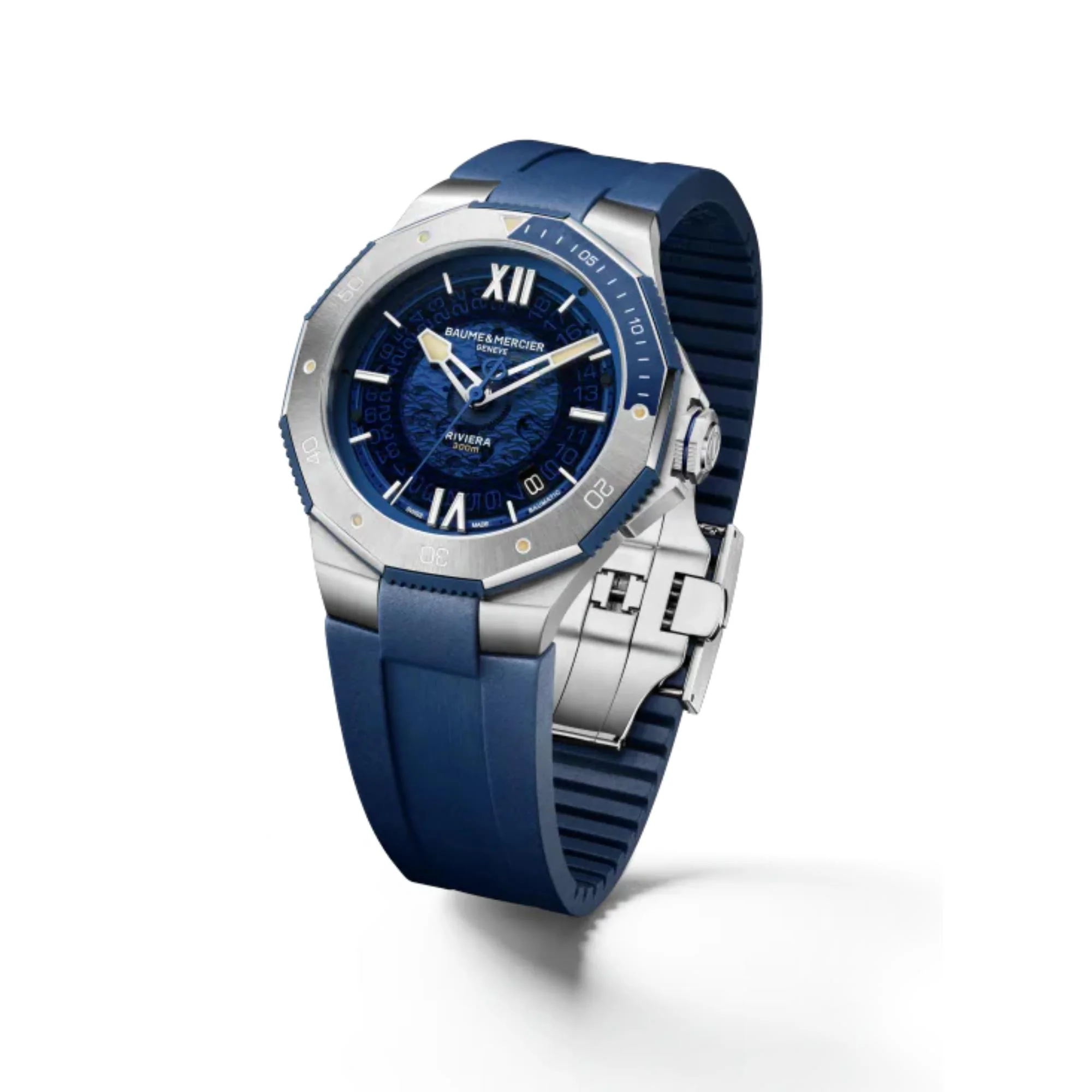 Baume & Mercier Riviera Baumatic Automatic Blue Dial Blue Rubber Strap Menâs Watch BM0A10716 - Image 9