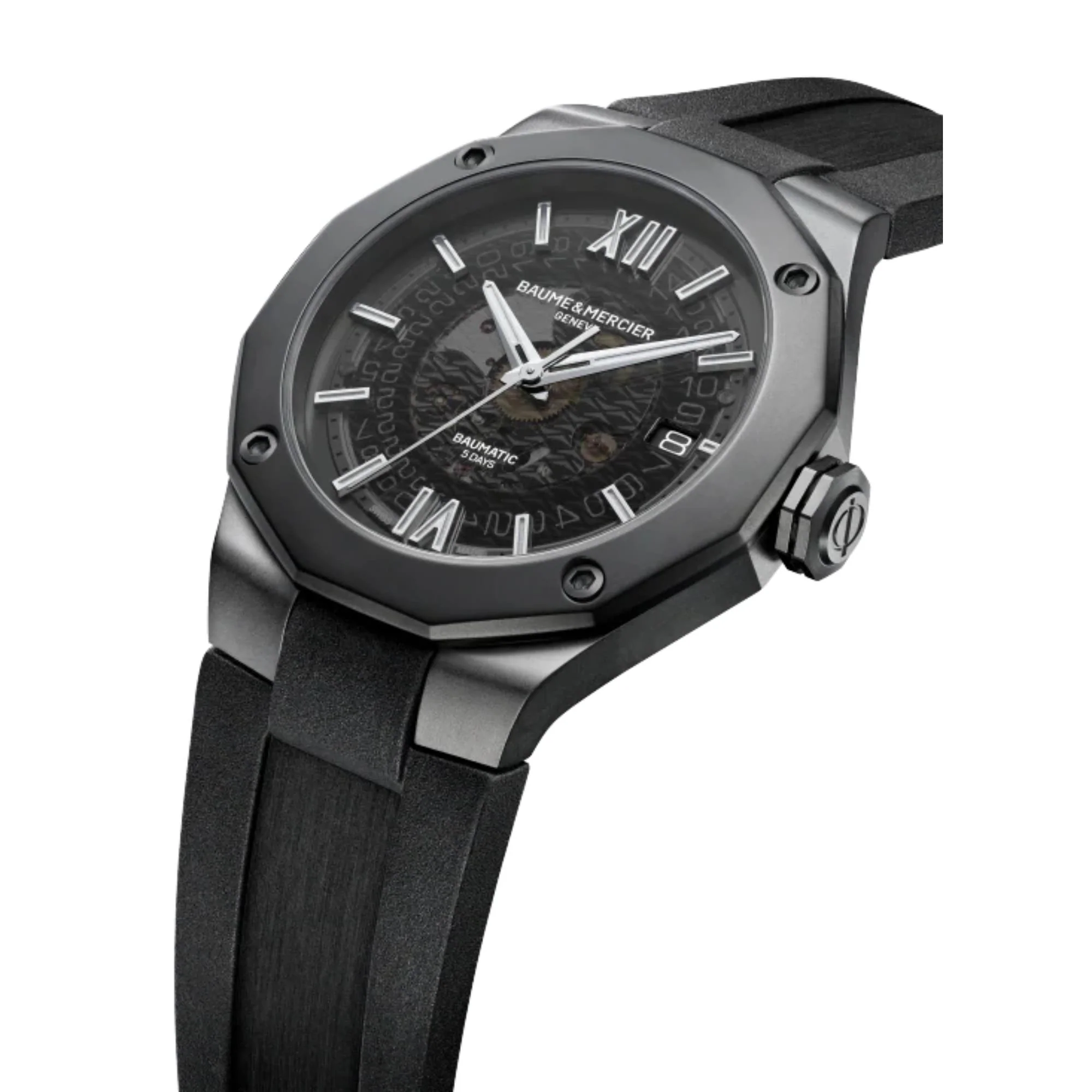 Baume & Mercier Riviera Baumatic Automatic Grey Dial Black Rubber Strap Men's Watch BM0A10617 - Image 10