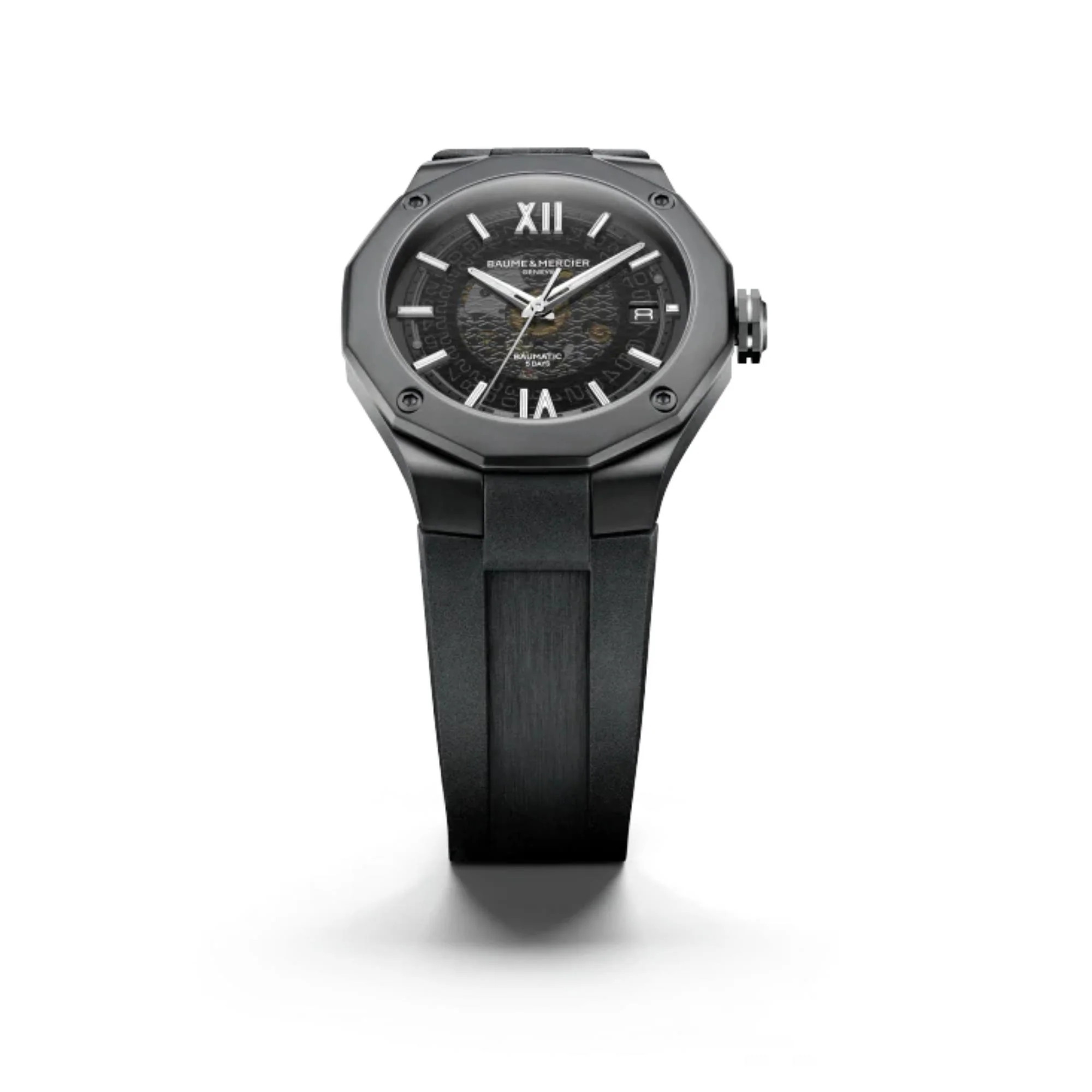 Baume & Mercier Riviera Baumatic Automatic Grey Dial Black Rubber Strap Men's Watch BM0A10617 - Image 2