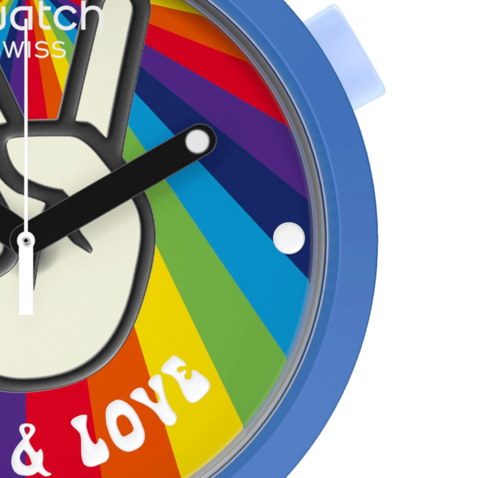 Swatch Big Bold Bioceramic Peace Hand Love Quartz White Dial Blue Silicone Strap Unisex Watch SB03N105 - Image 3