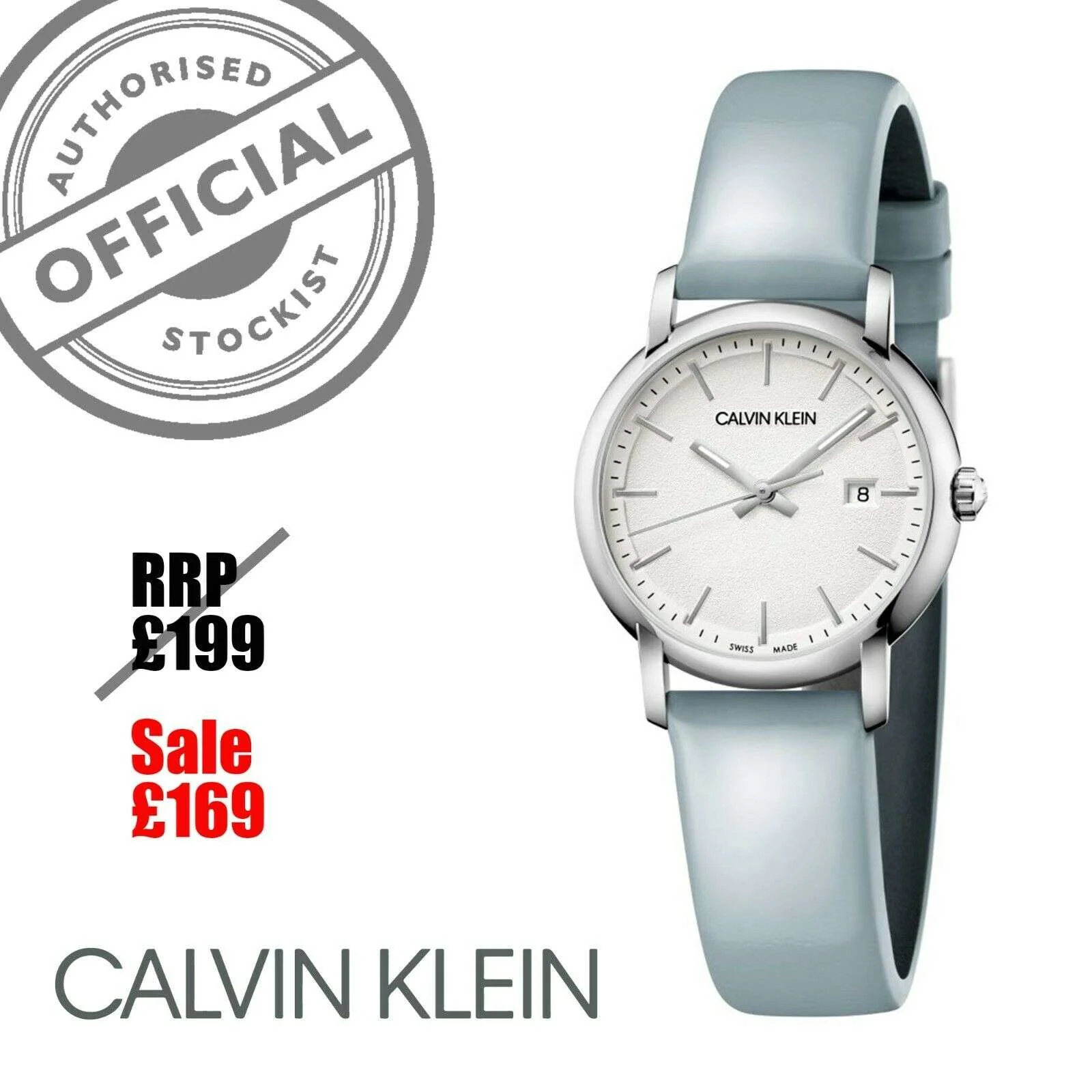 Calvin Klein Established Silver Dial Blue Leather Strap Ladies Watch K9H231V6 32mm - Image 43
