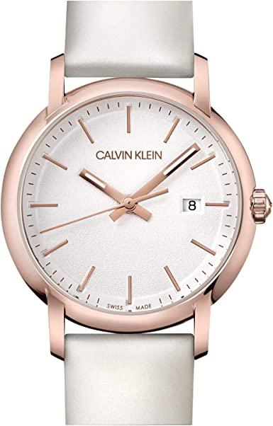 Calvin Klein Established Silver Dial White Leather Strap Ladies Watch K9H236L6 32mm - Image 8