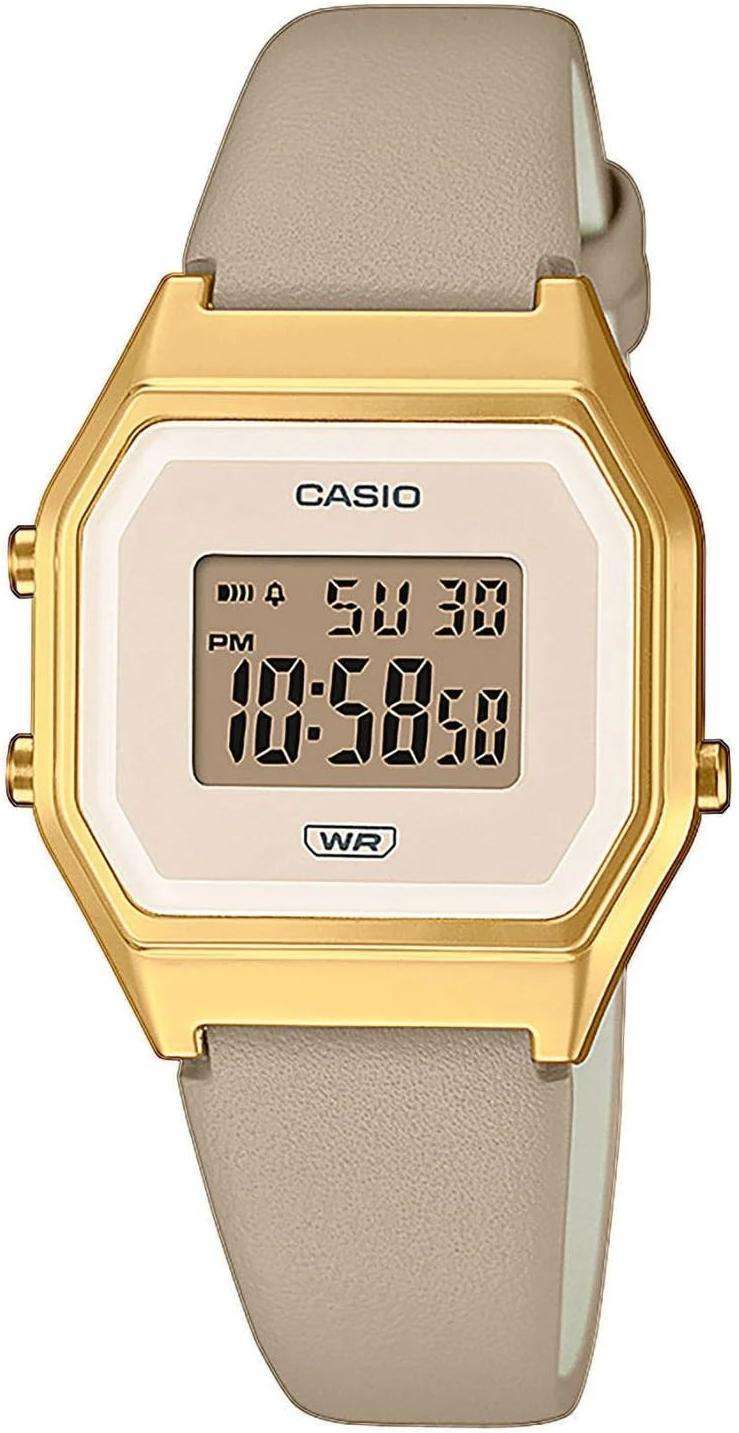 Casio Collection Vintage Digital Beige Dial Quartz Leather Strap Ladies Watch LA680WEGL-5EF - Image 2
