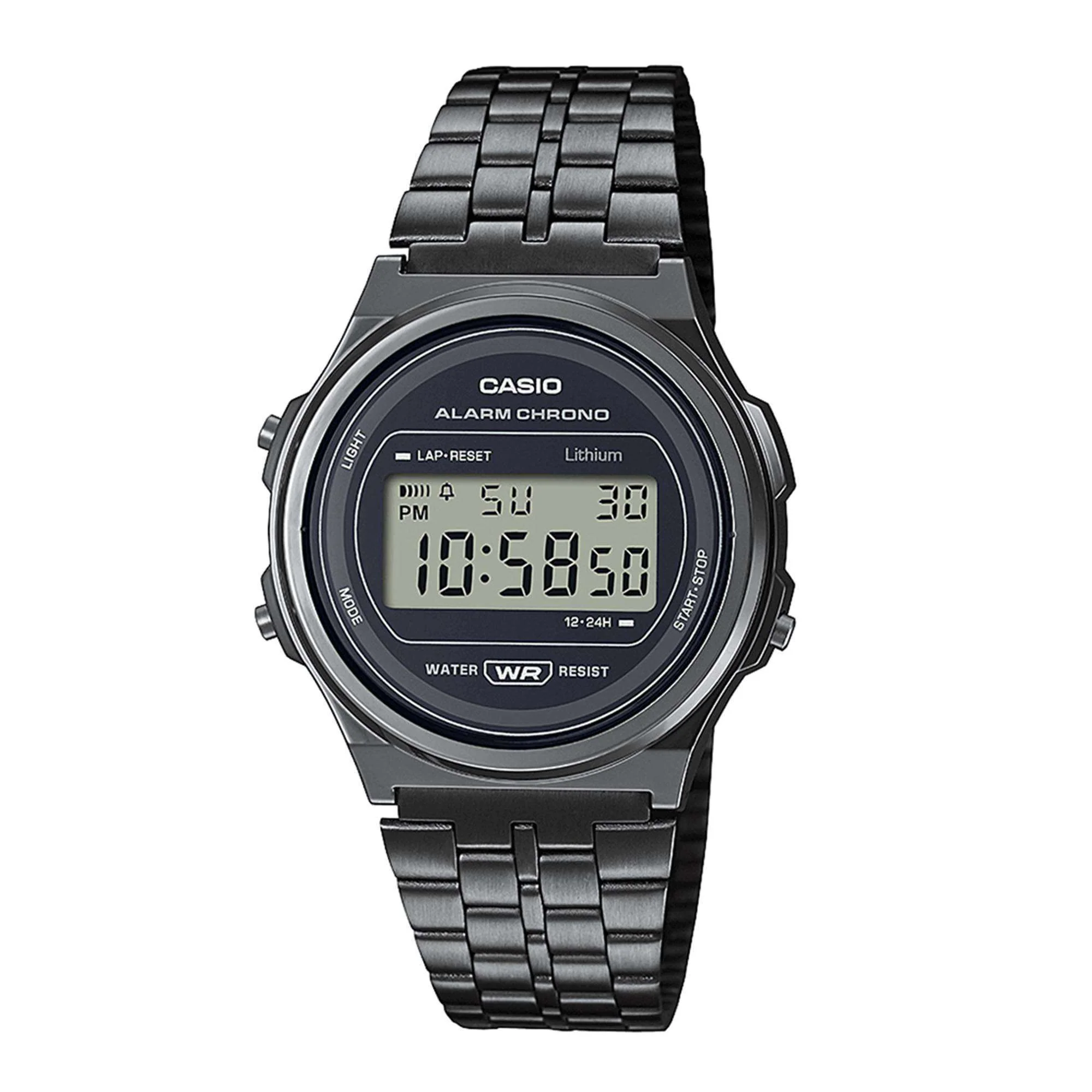 Casio Collection Quartz Black Dial Gunmetal Grey PVD Stainless Steel Bracelet Men’s Watch A171WEGG-1AEF - Image 2