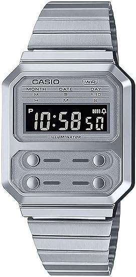 Casio Collection Digital Stainless Steel Unisex Watch A100WE-7BEF