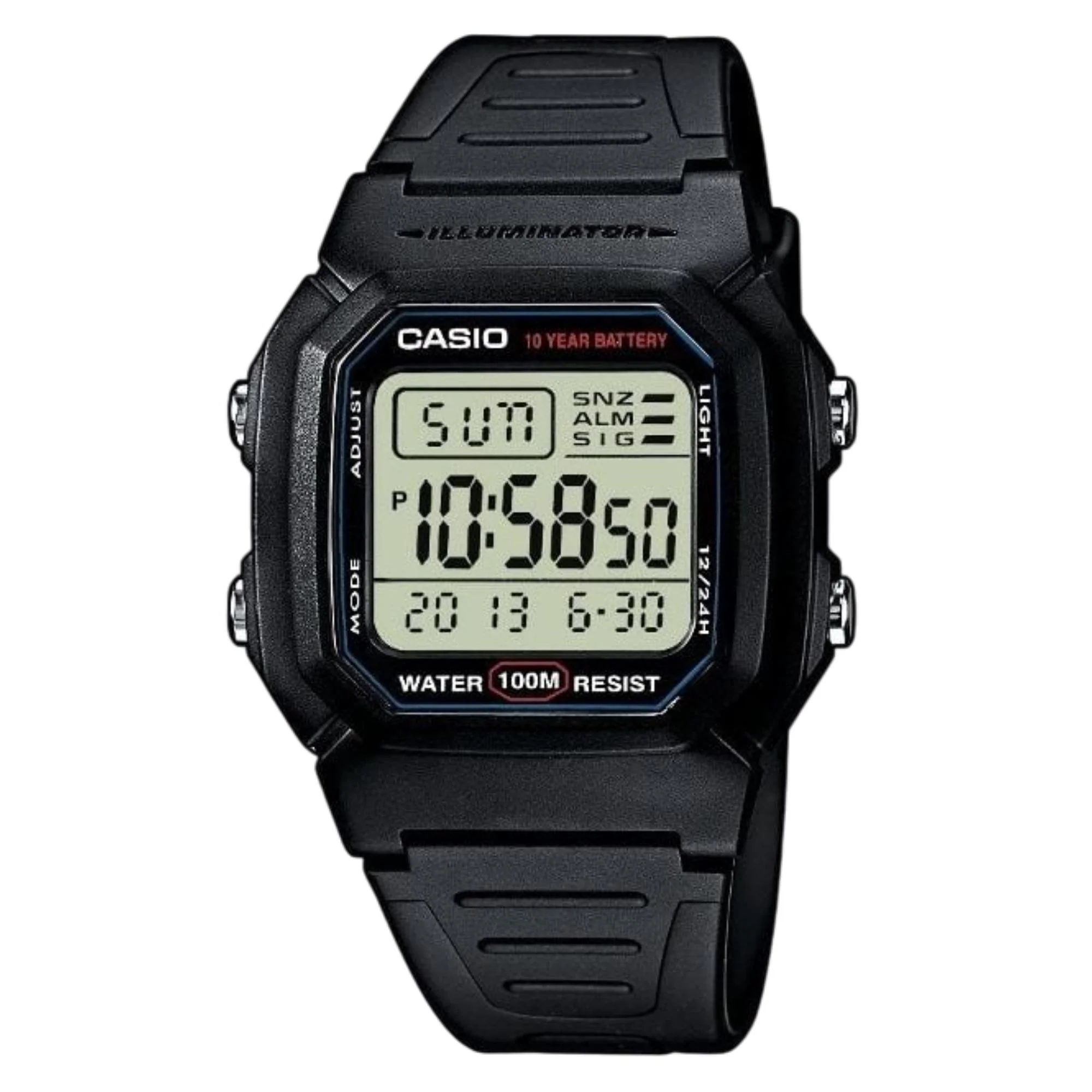 Casio Collection Quartz Digital Black Resin Strap Men's Watch W-800H-1AVES - Image 2