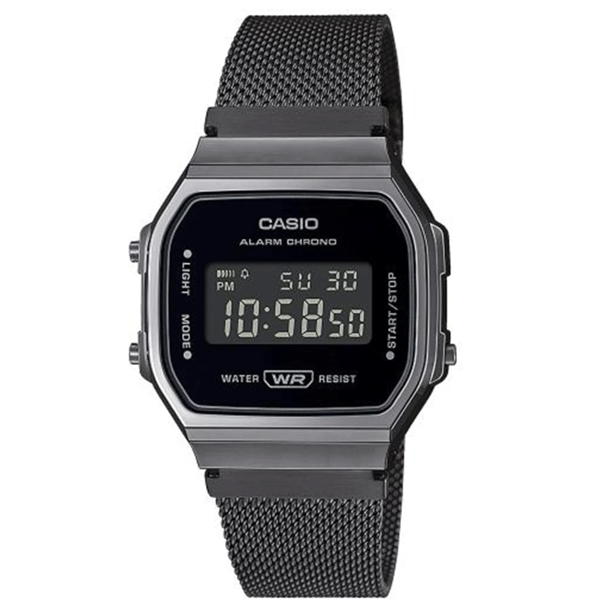 Casio Collection Quartz Black Dial Gunmetal Grey Stainless Steel Bracelet Unisex Watch A168WEMB-1BEF - Image 2
