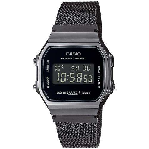 Casio Collection Quartz Black Dial Gunmetal Grey Stainless Steel Bracelet Unisex Watch A168WEMB-1BEF - Image 4