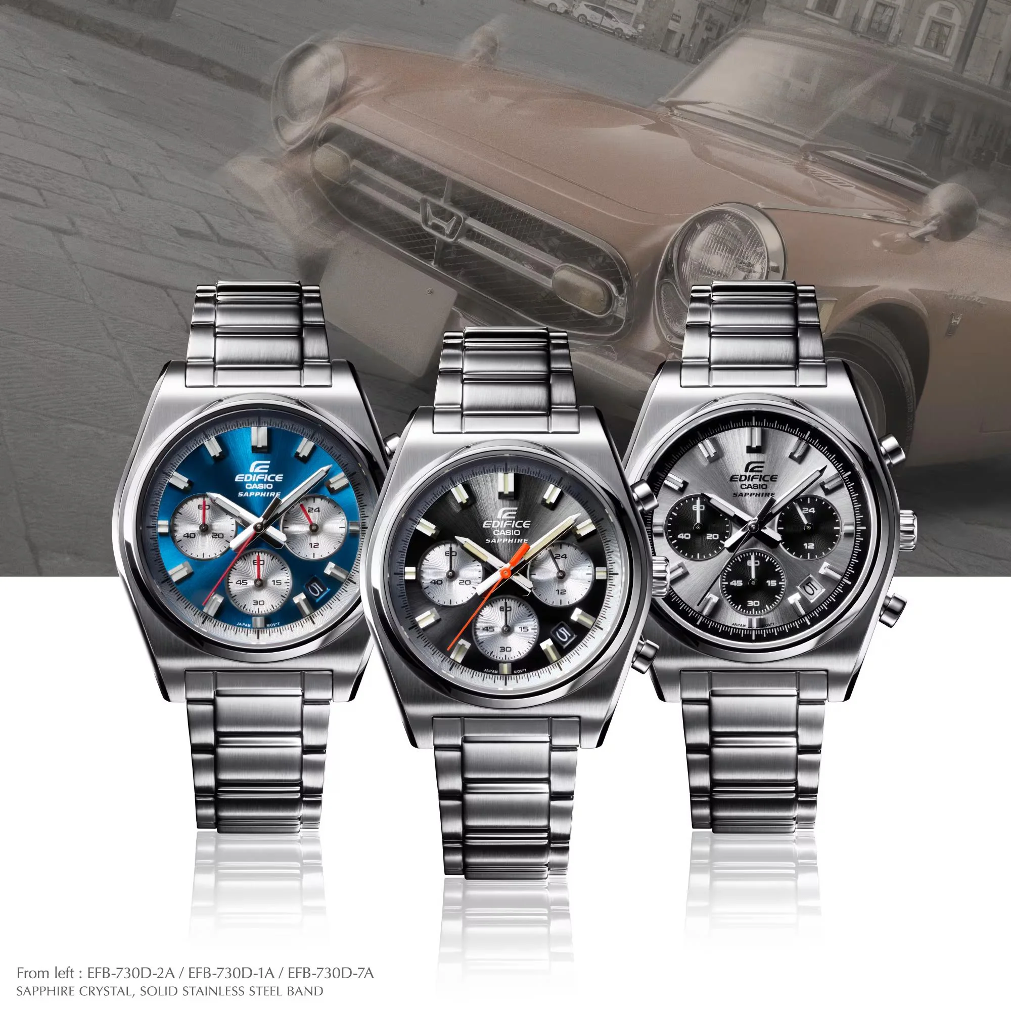 Casio EDIFICE Motorsports Chronograph Blue Sunray Dial Stainless Steel Strap Men's Watch EFB-730D-2AVUEF - Image 10