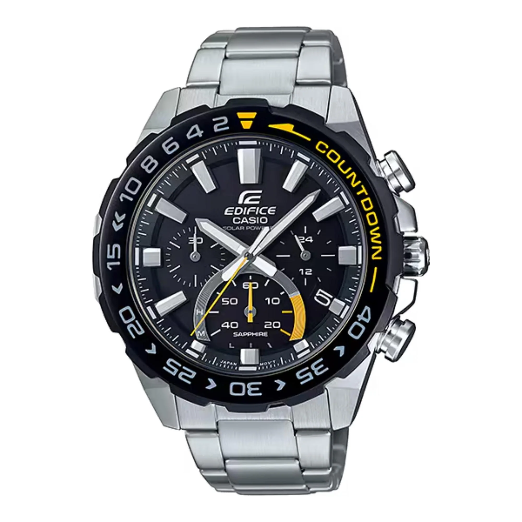 Casio Edifice Quartz Black Chronograph Dial Silver Stainless Steel Bracelet Mens Watch EFS-S550DB-1AVUEF