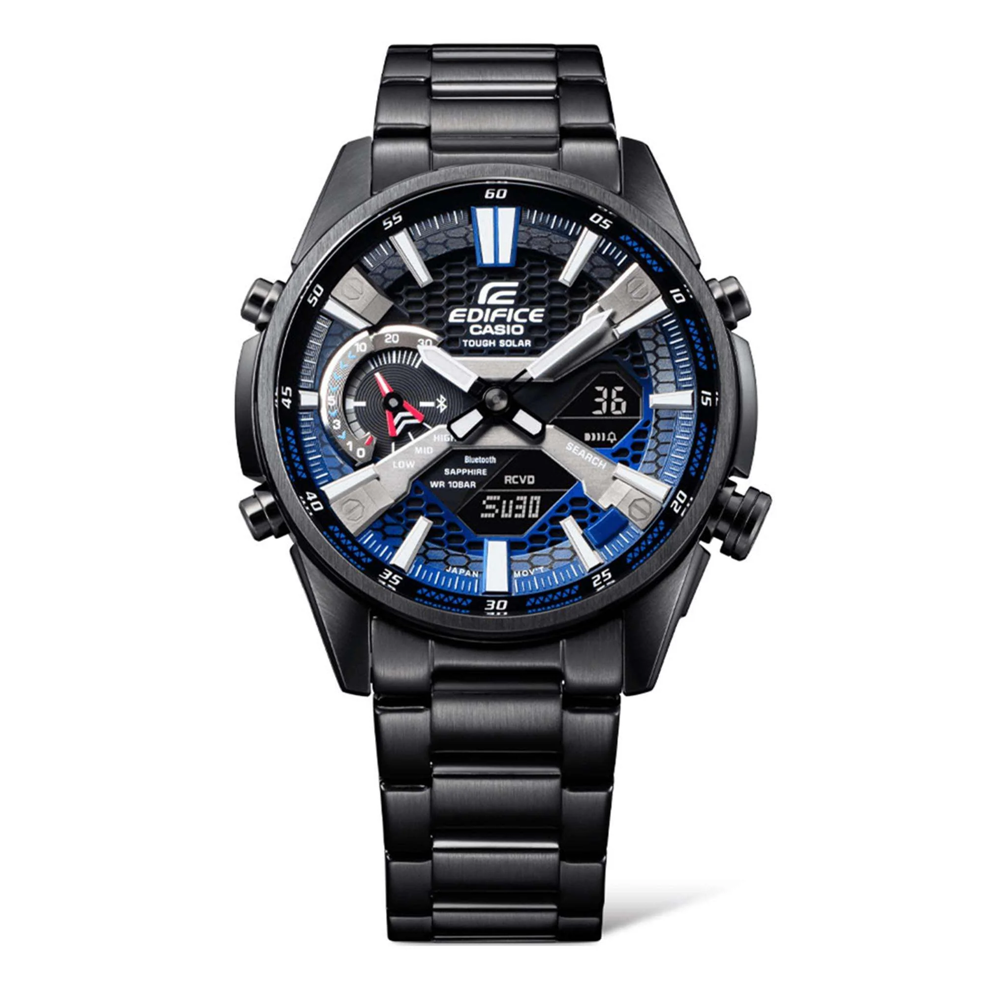 Casio Edifice Solar Quartz Black Dial Black PVD Stainless Steel Bracelet Mens Smartwatch ECD-S100DC-2AEF - Image 2