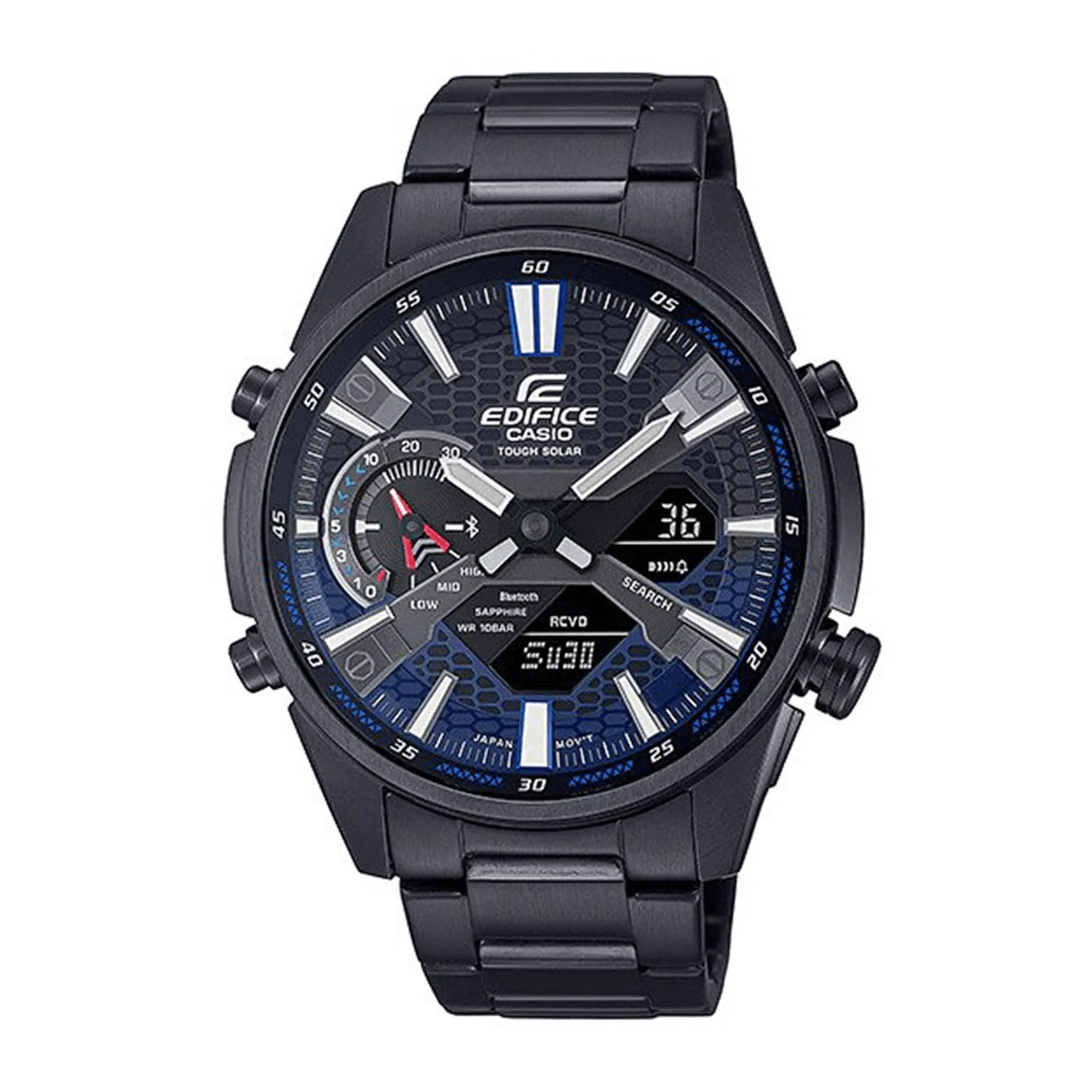 Casio Edifice Solar Quartz Black Dial Black PVD Stainless Steel Bracelet Mens Smartwatch ECD-S100DC-2AEF - Image 3