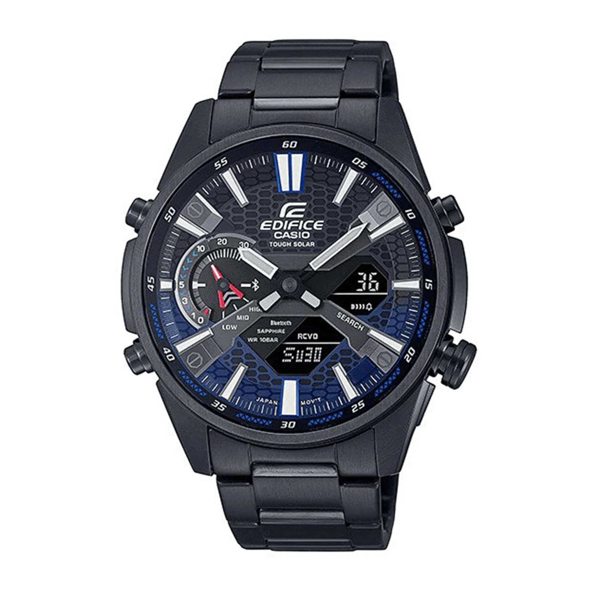 Casio Edifice Solar Quartz Black Dial Black PVD Stainless Steel Bracelet Mens Smartwatch ECD-S100DC-2AEF - Image 4