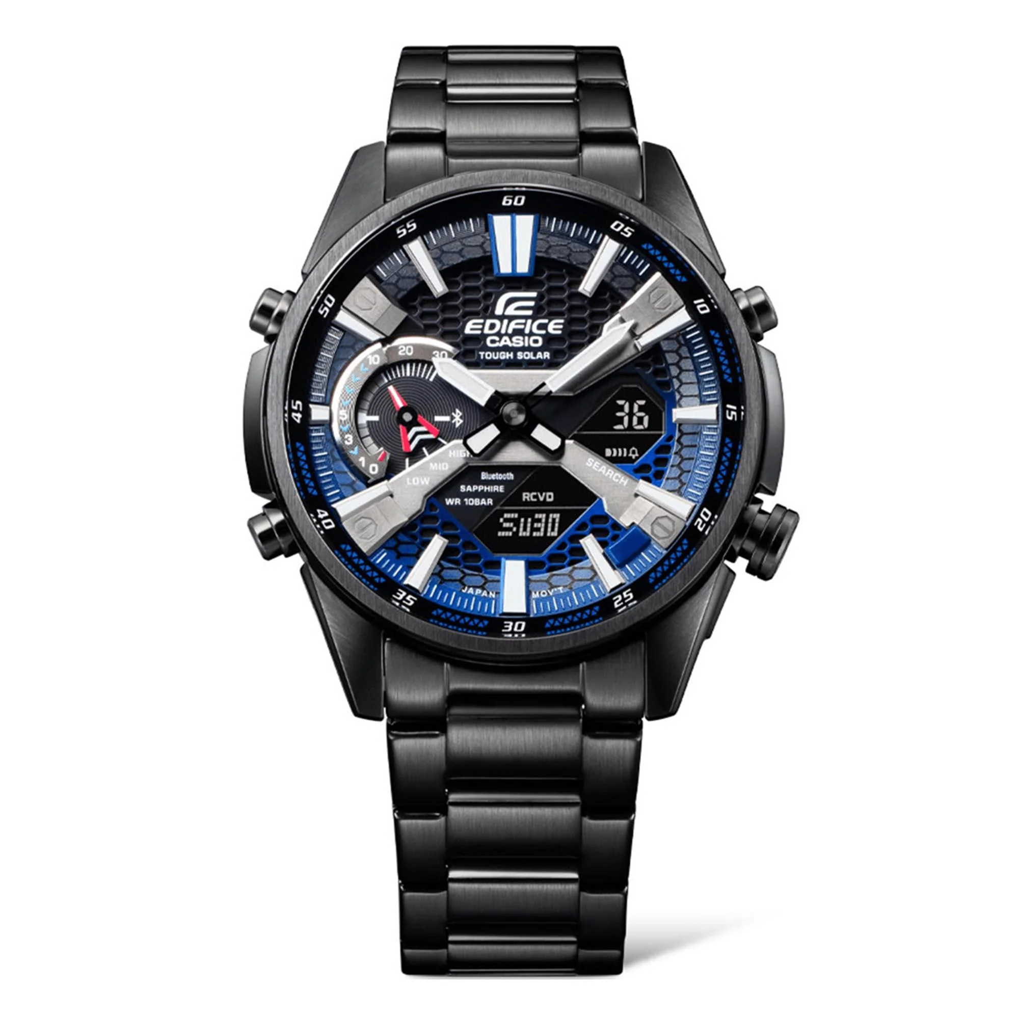 Casio Edifice Solar Quartz Black Dial Black PVD Stainless Steel Bracelet Mens Smartwatch ECD-S100DC-2AEF - Image 5