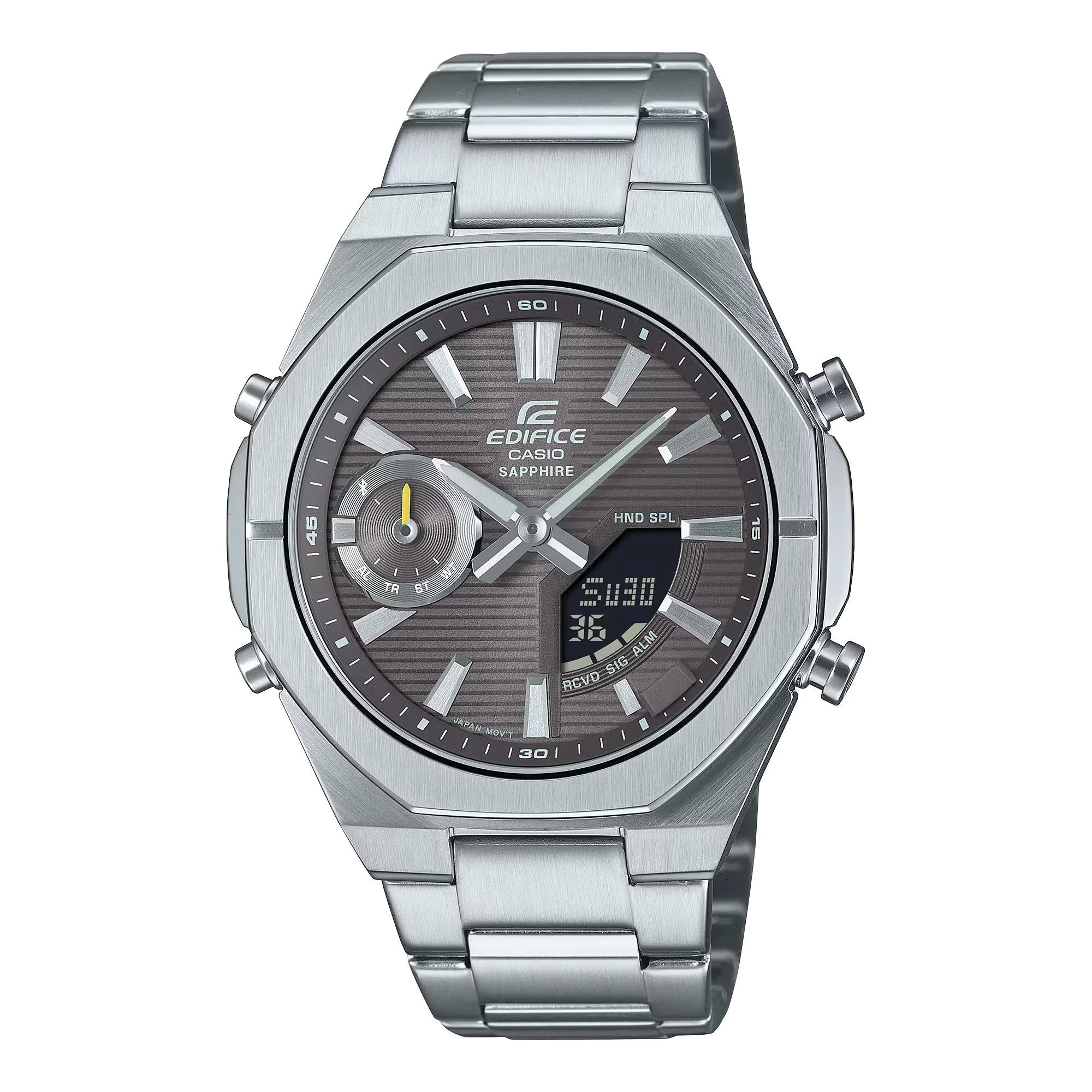 Casio Edifice Solar Powered Grey Dial Steel Strap Men's Watch ECB-S10D-8AEF - Image 10