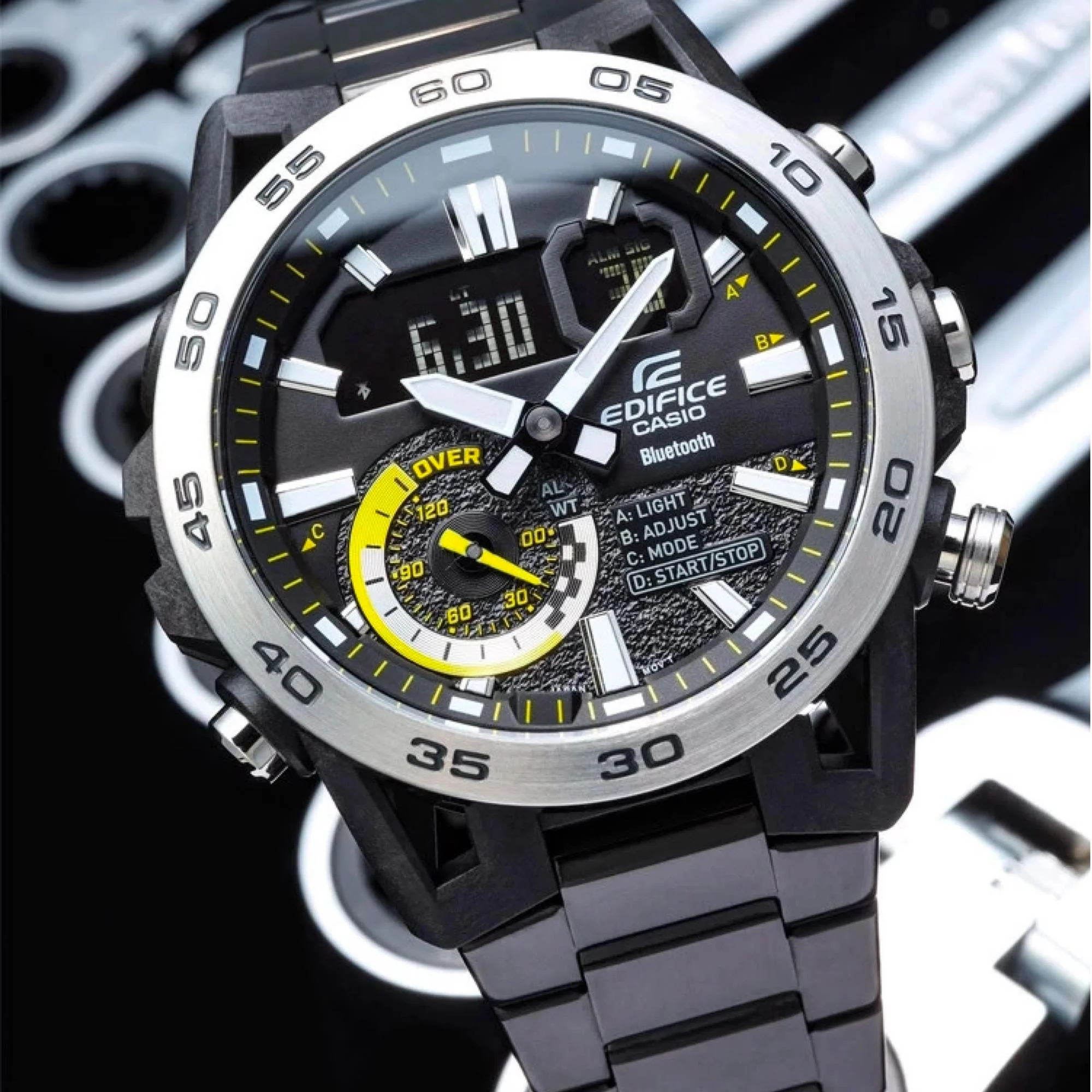 Casio Edifice Sospensione Black Stainless Steel Bracelet Mens Watch ECB-40DC-1AEF - Image 7