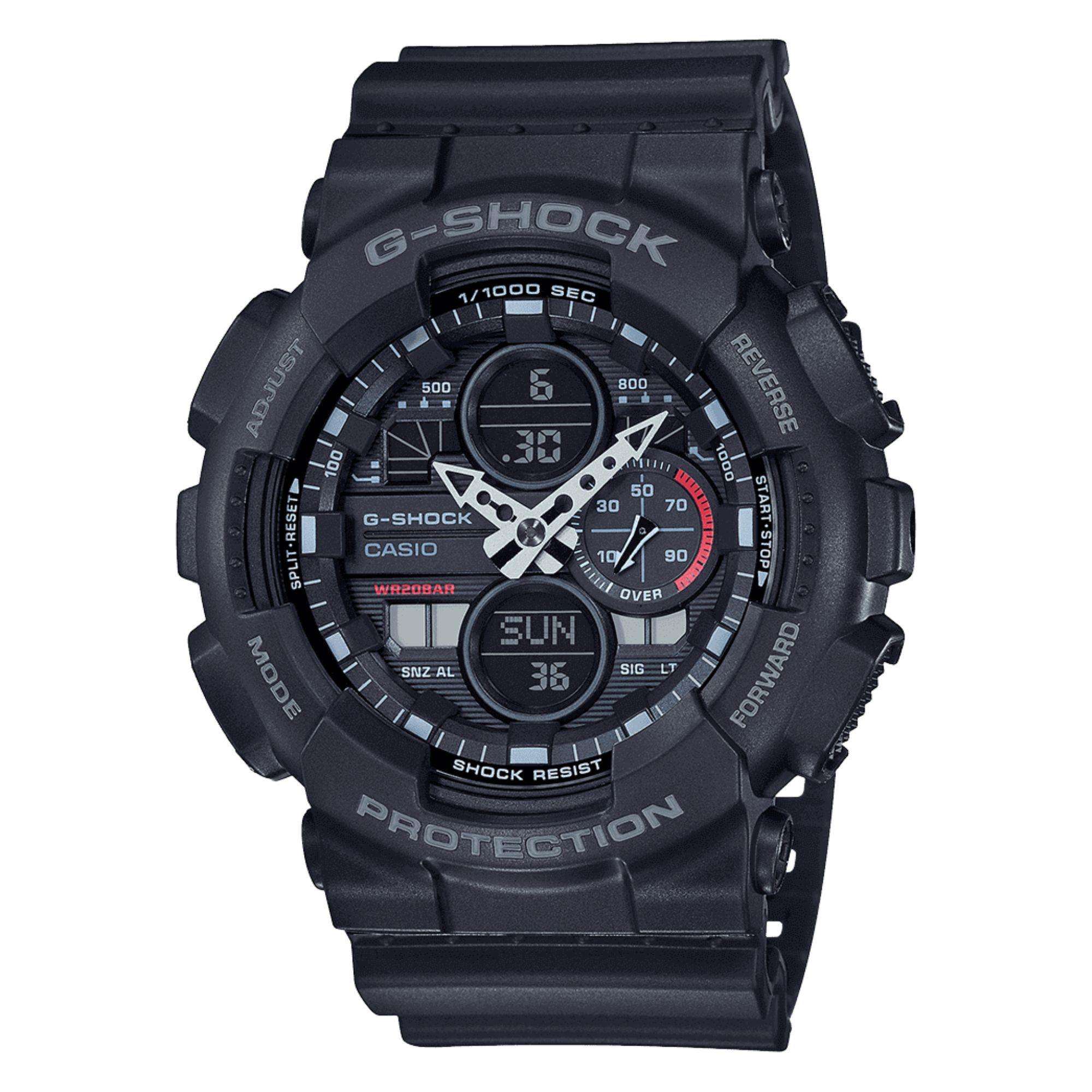 Casio G-Shock Analogue-Digital Black Dial Black Resin Strap Men's Watch GA-140-1A1ER - Image 7