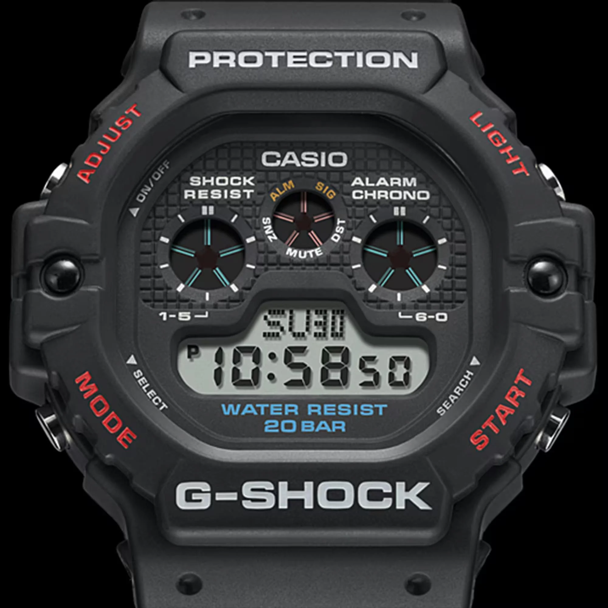Casio G-Shock Black Digital Resin Strap Men's Watch DW-5900U-1ER - Image 2