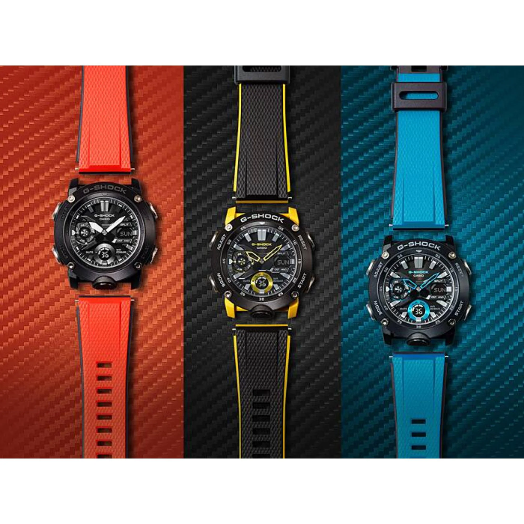 Casio G-Shock Carbon Core Guard Black Dial Yellow Resin Strap Men's Watch GA-2000-1A9ER - Image 15