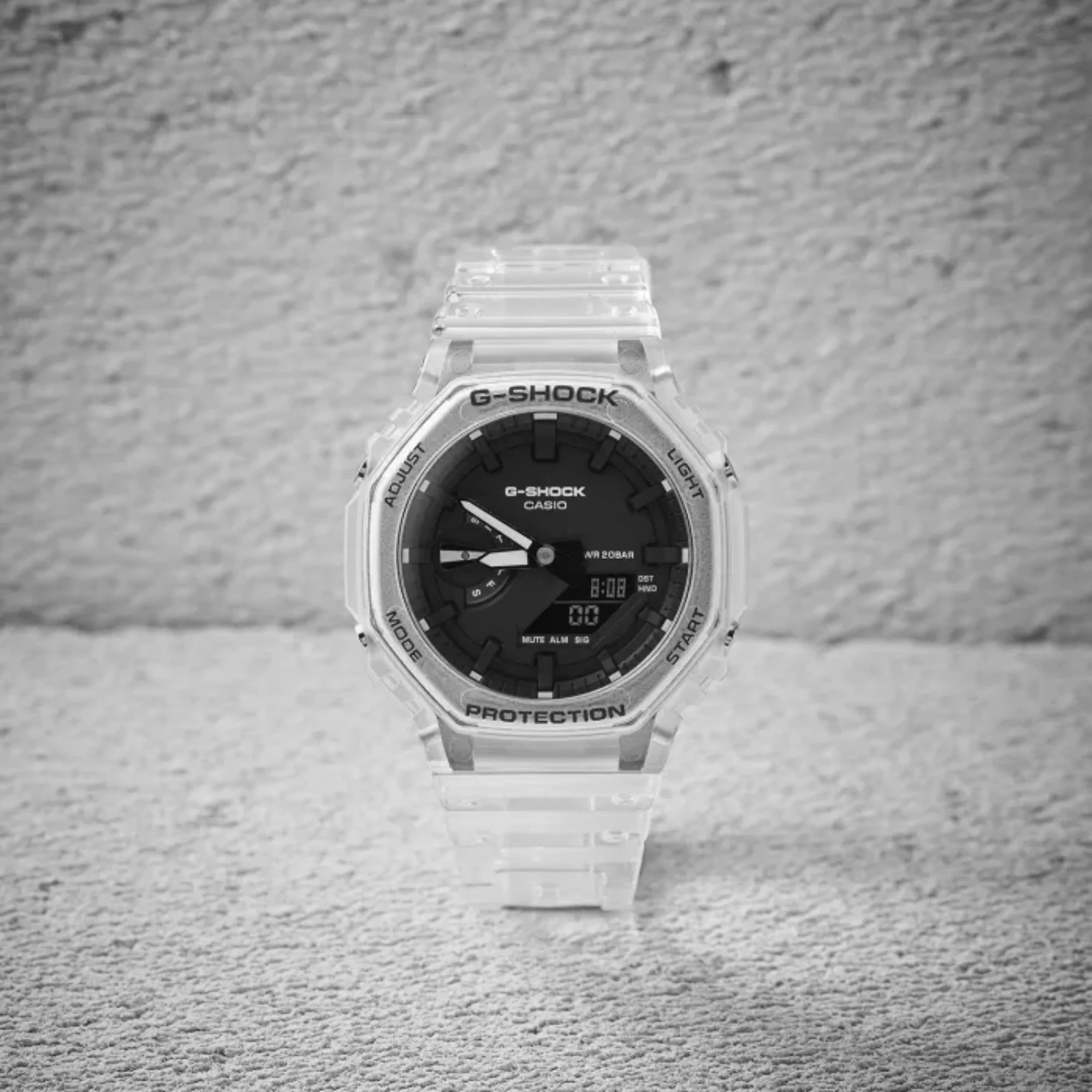 Casio G-Shock Octagon Series ‘CasiOak’ Quartz Digital Transparent Resin Strap Men's Watch GA-2100SKE-7AER - Image 3