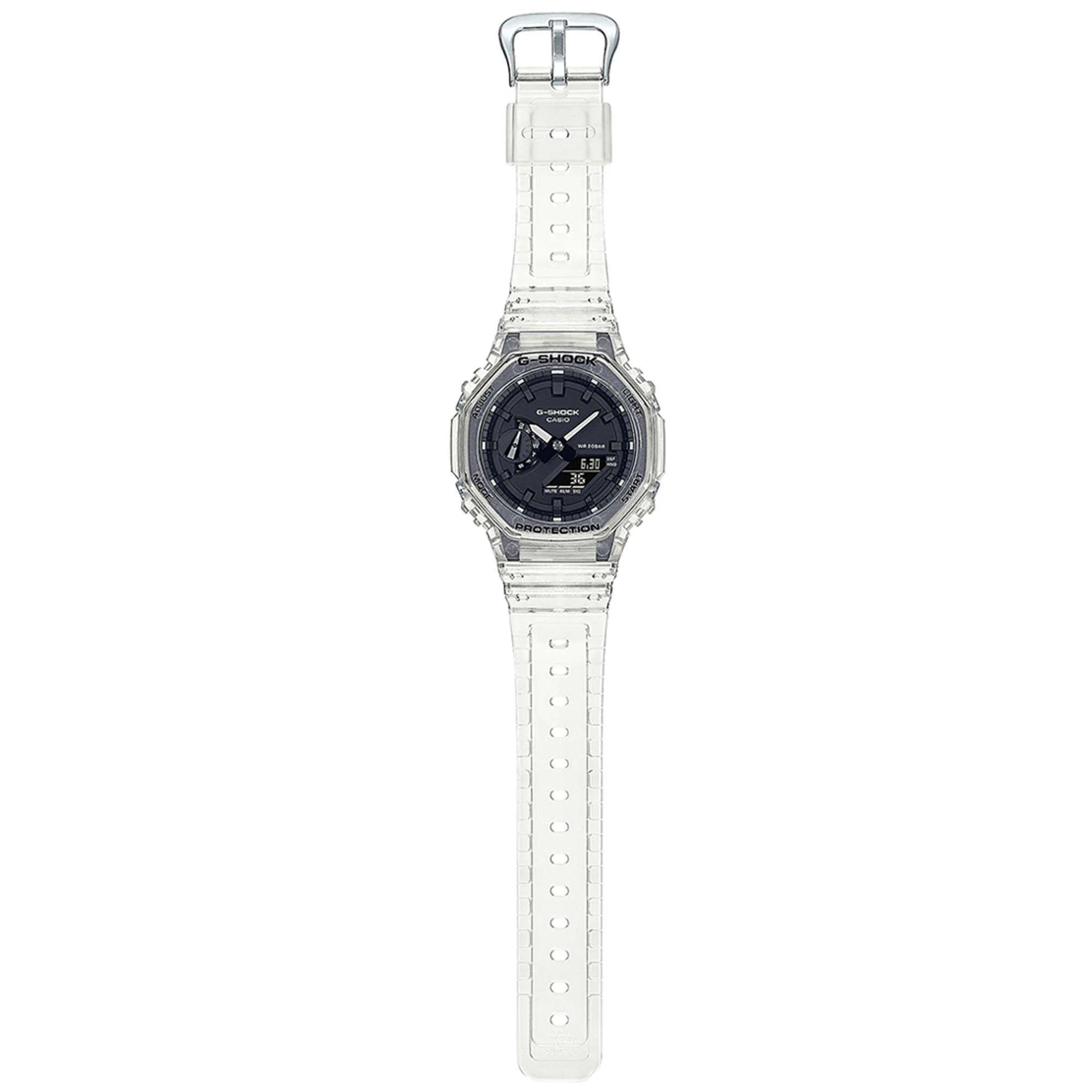 Casio G-Shock Octagon Series ‘CasiOak’ Quartz Digital Transparent Resin Strap Men's Watch GA-2100SKE-7AER - Image 4