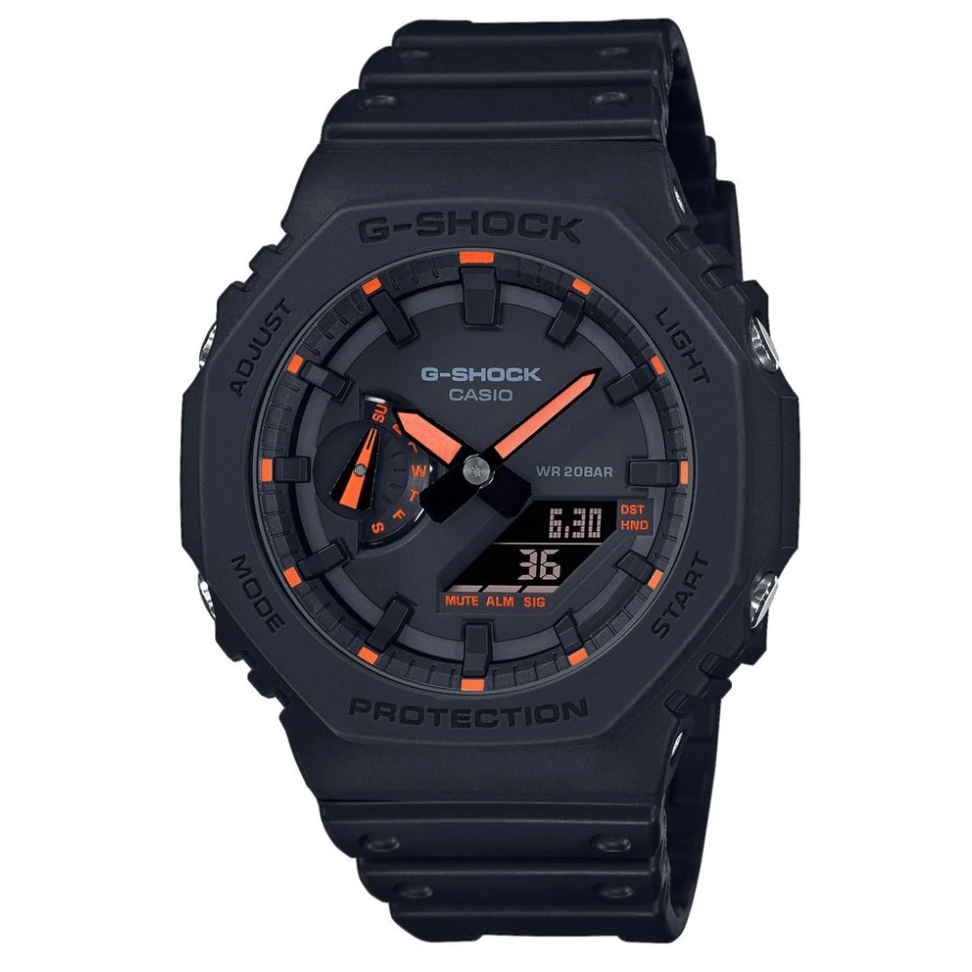 Casio G-Shock Octagon Series ‘CasiOak’ Quartz Grey Dial Grey Silicone Strap Mens Watch GA-2100-1A4ER - Image 7