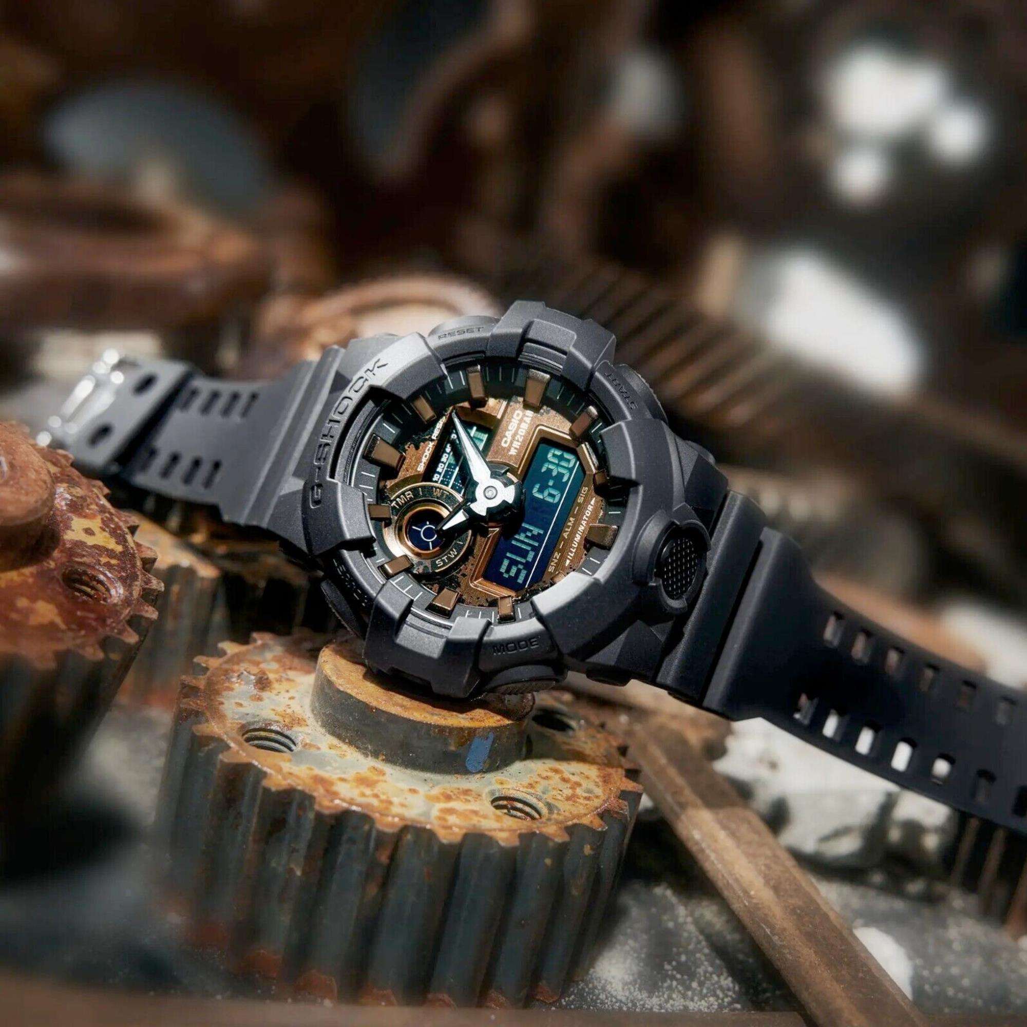 Casio G-Shock Quartz Rubber Strap Black Mens Watch GA-700RC-1AER - Image 3