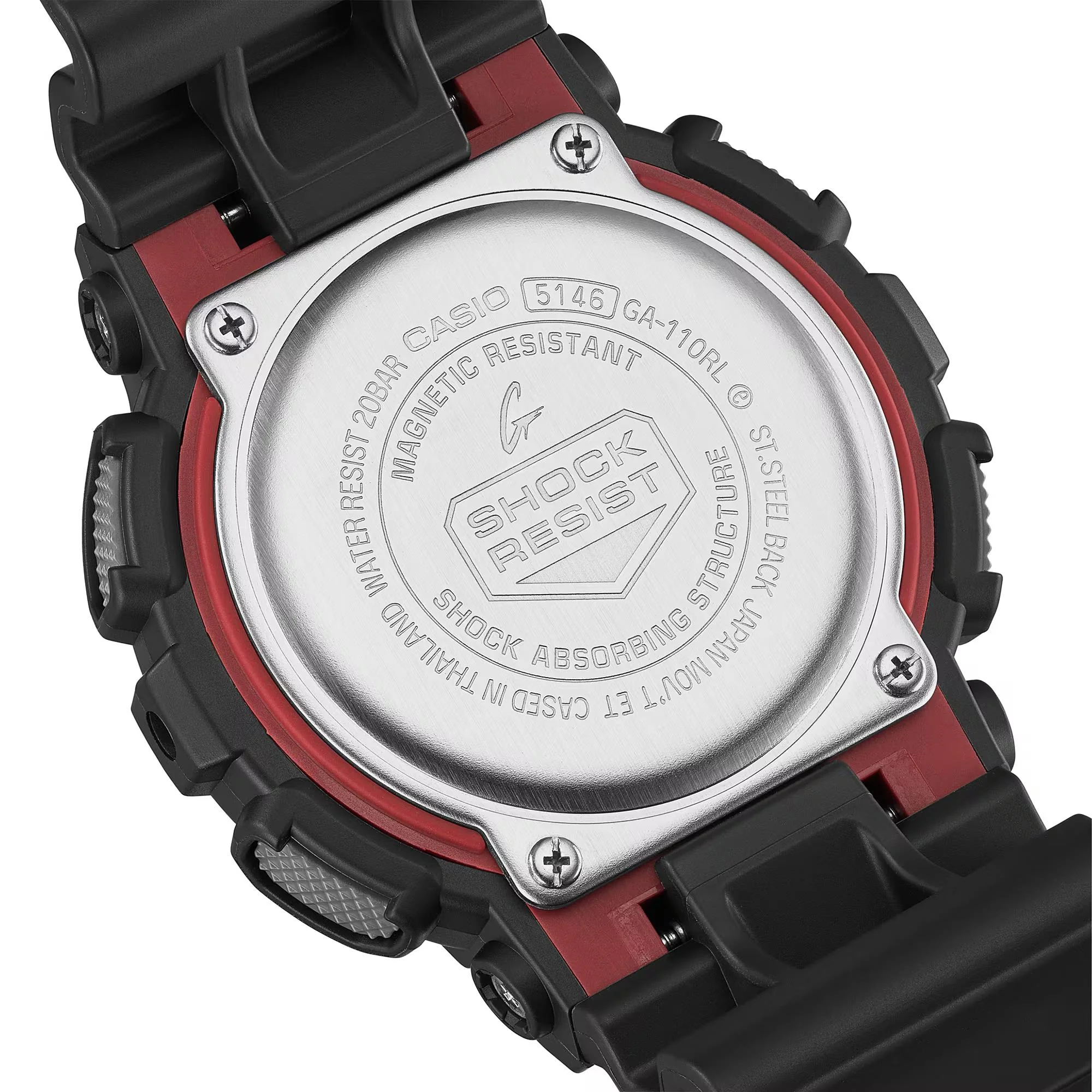 Casio G-Shock Red Digi-Analogue Resin Strap Men's Watch GA-110RL-1AER - Image 6